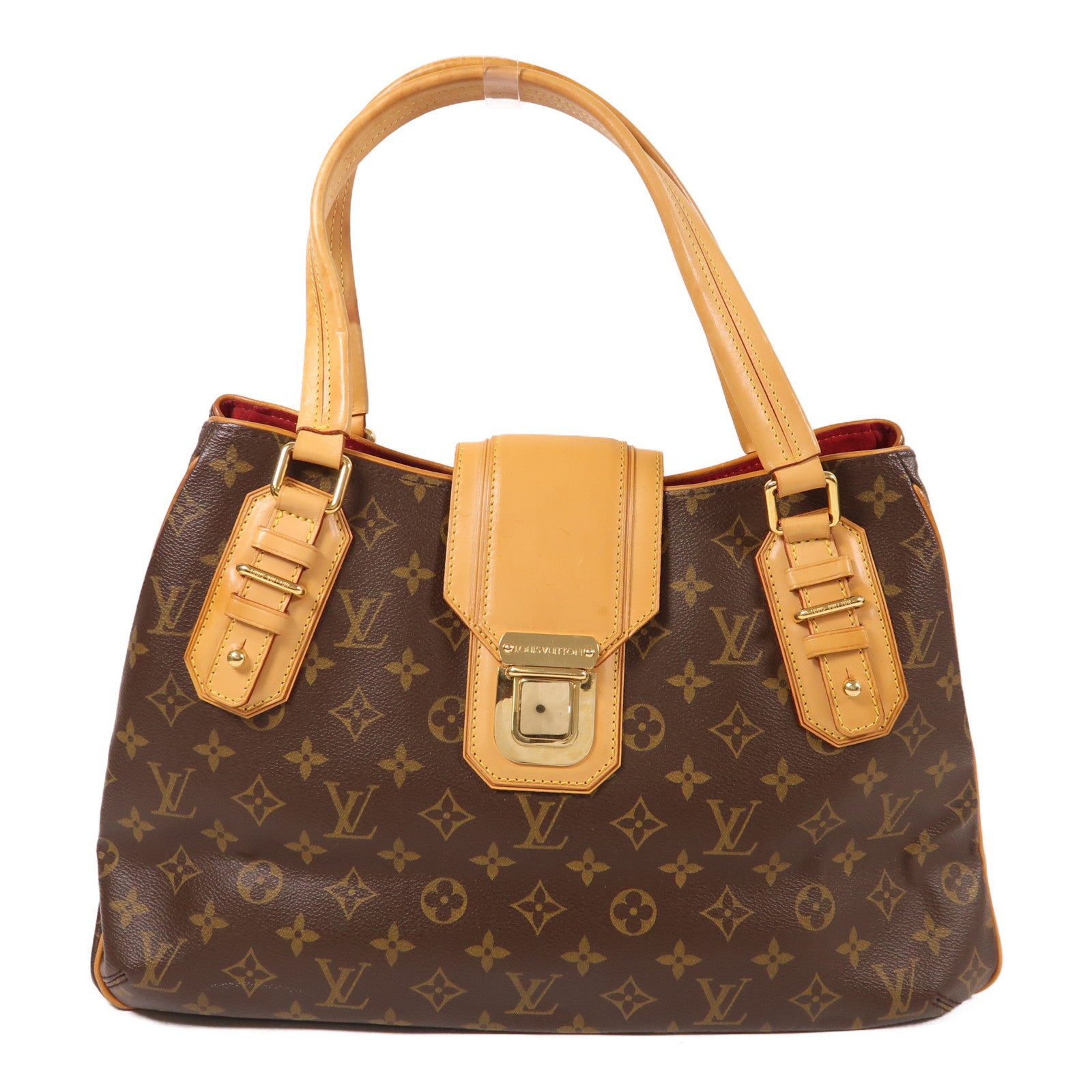 LOUIS VUITTON Monogram Griet金扣手挽袋棕色
