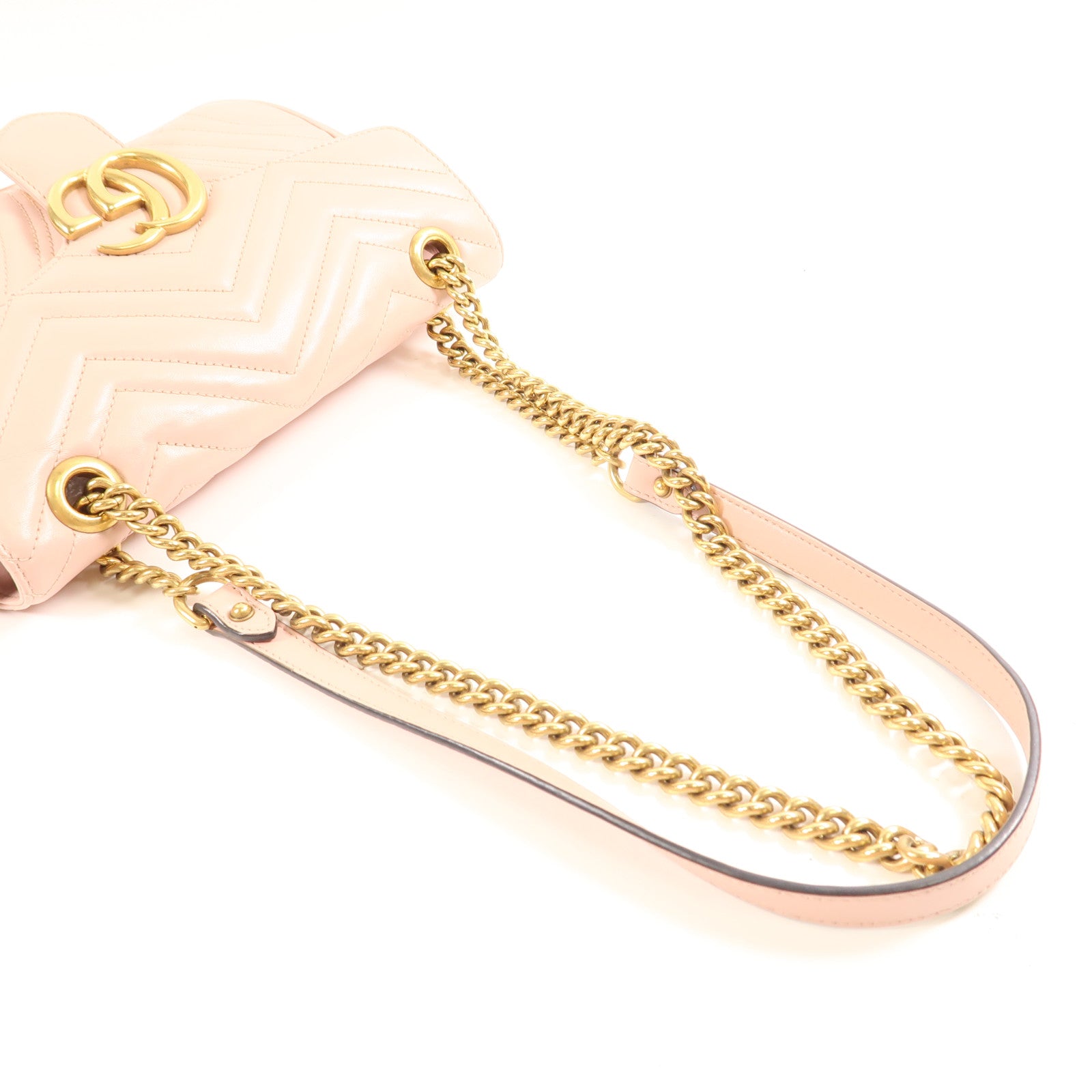 GUCCI 牛皮皮革GG Marmont金扣鏈帶肩背袋
