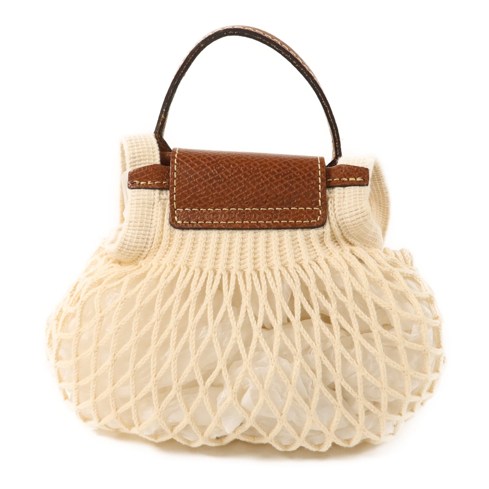 Longchamp 針織布料Le Pliage Filet金扣手挽肩背兩用袋