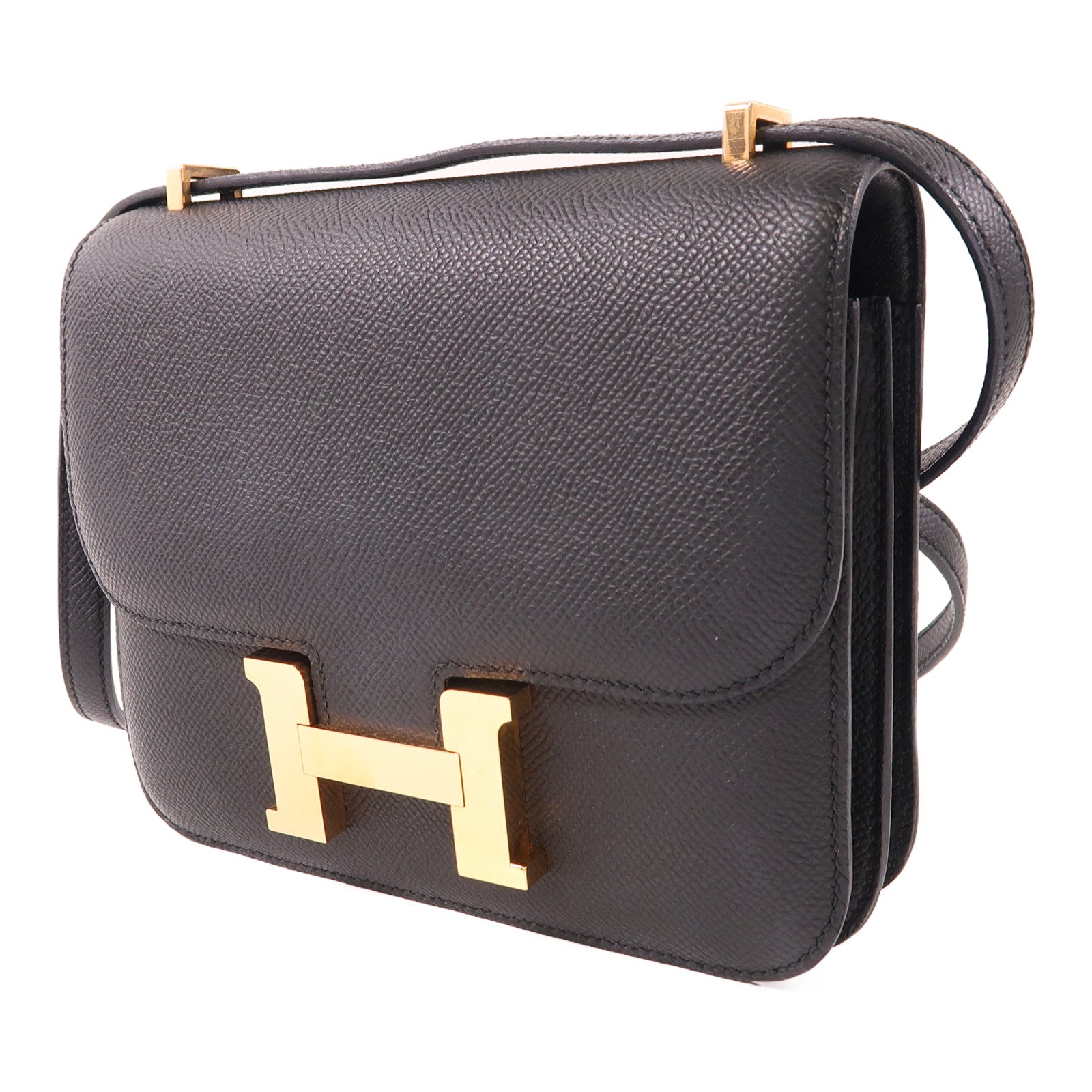 HERMES Epsom皮革Constance Mini金扣肩背袋89 Noir