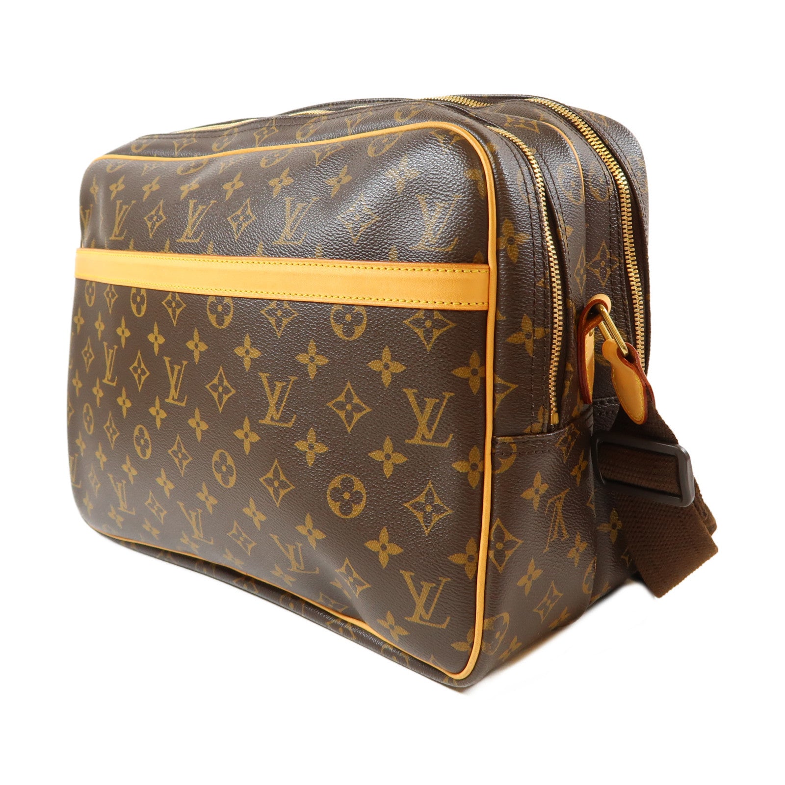 LOUIS VUITTON Monogram Reporter GM金扣肩背袋啡色