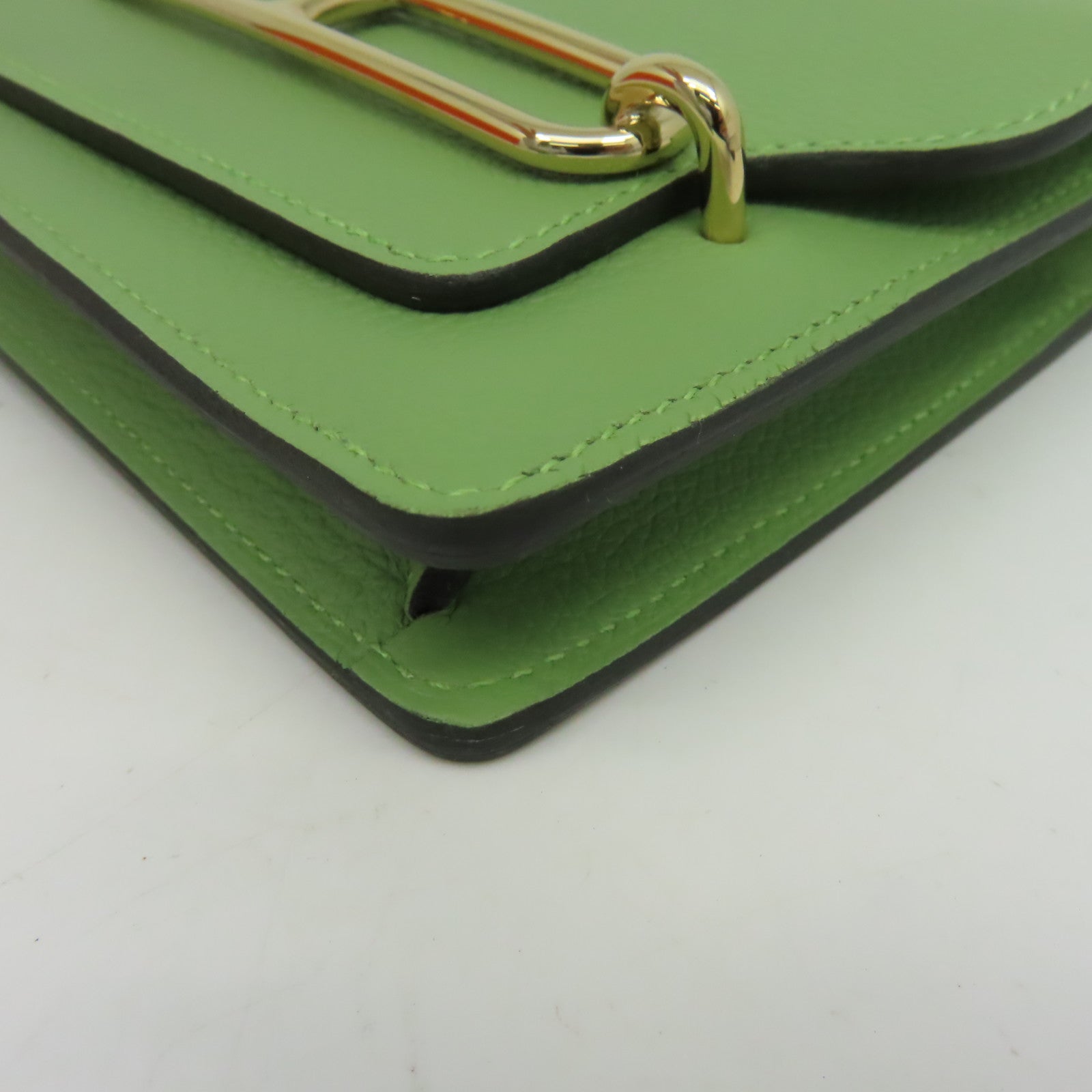 HERMES **【激減優惠】Evercolor皮革Roulis Slim金扣錢包綠色