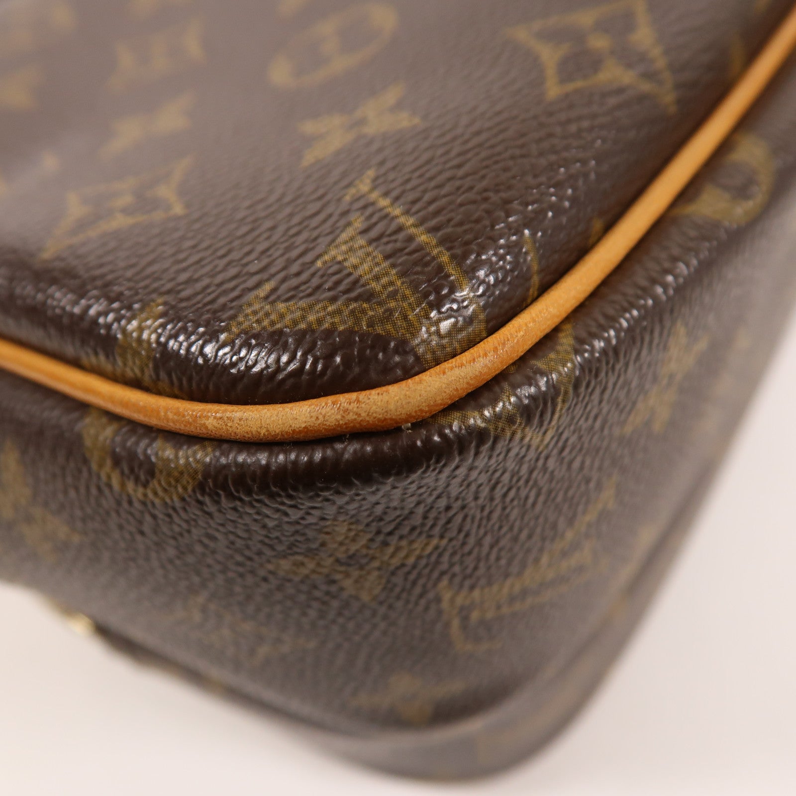 LOUIS VUITTON Monogram Reporter PM金扣肩背袋棕色