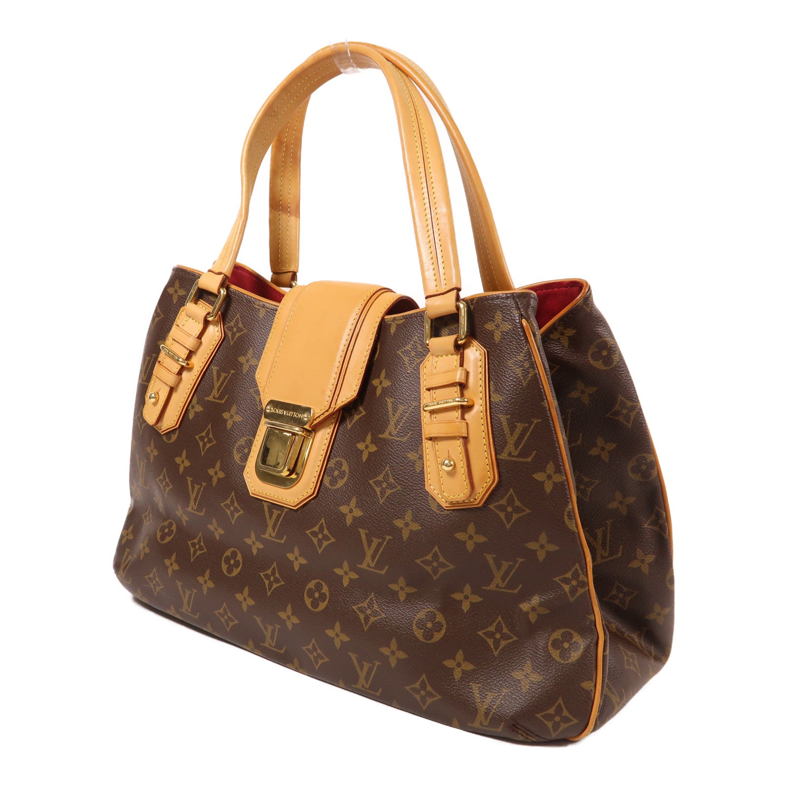 LOUIS VUITTON Monogram Griet金扣手挽袋棕色