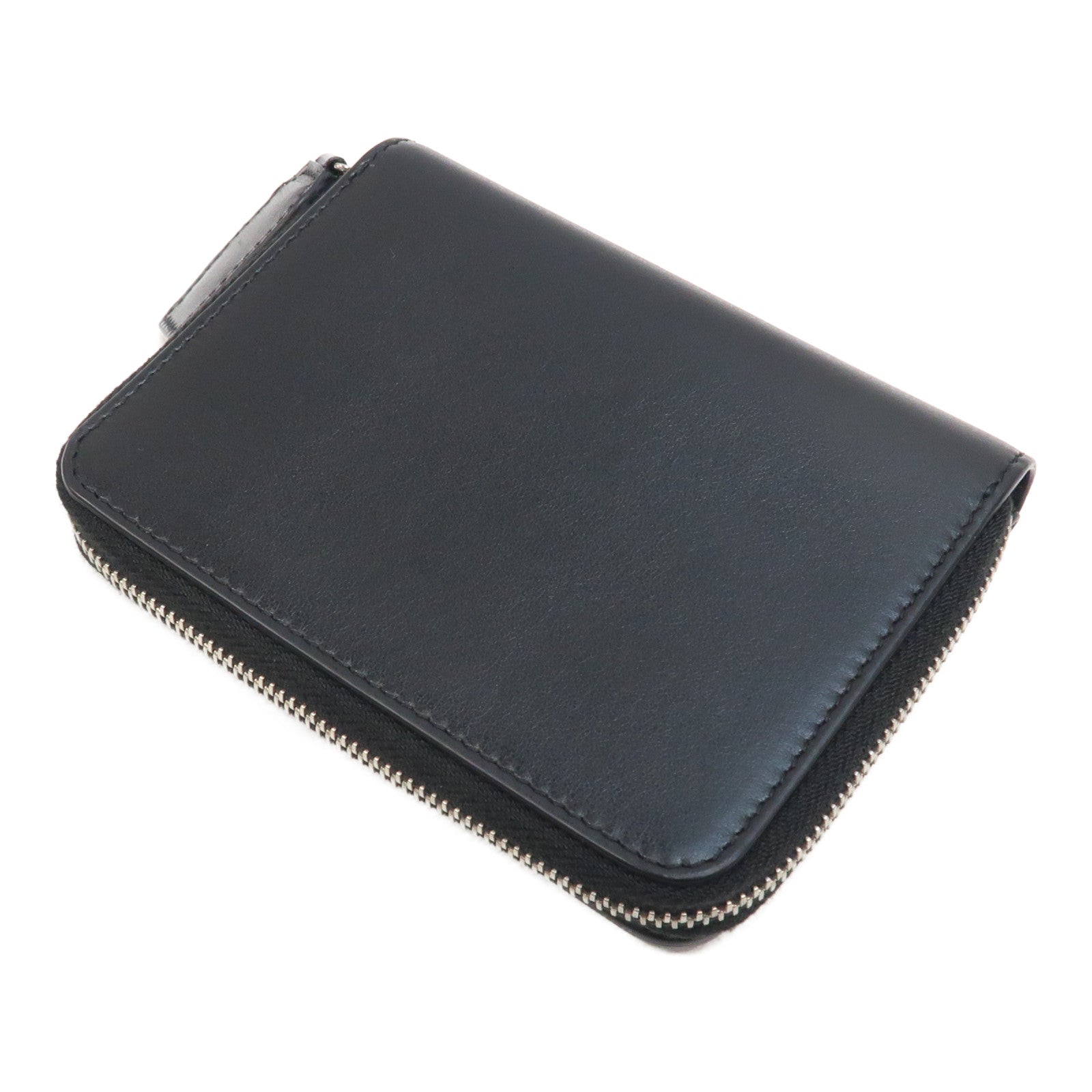 SAINT LAURENT 皮革Wallet銀扣錢包黑色