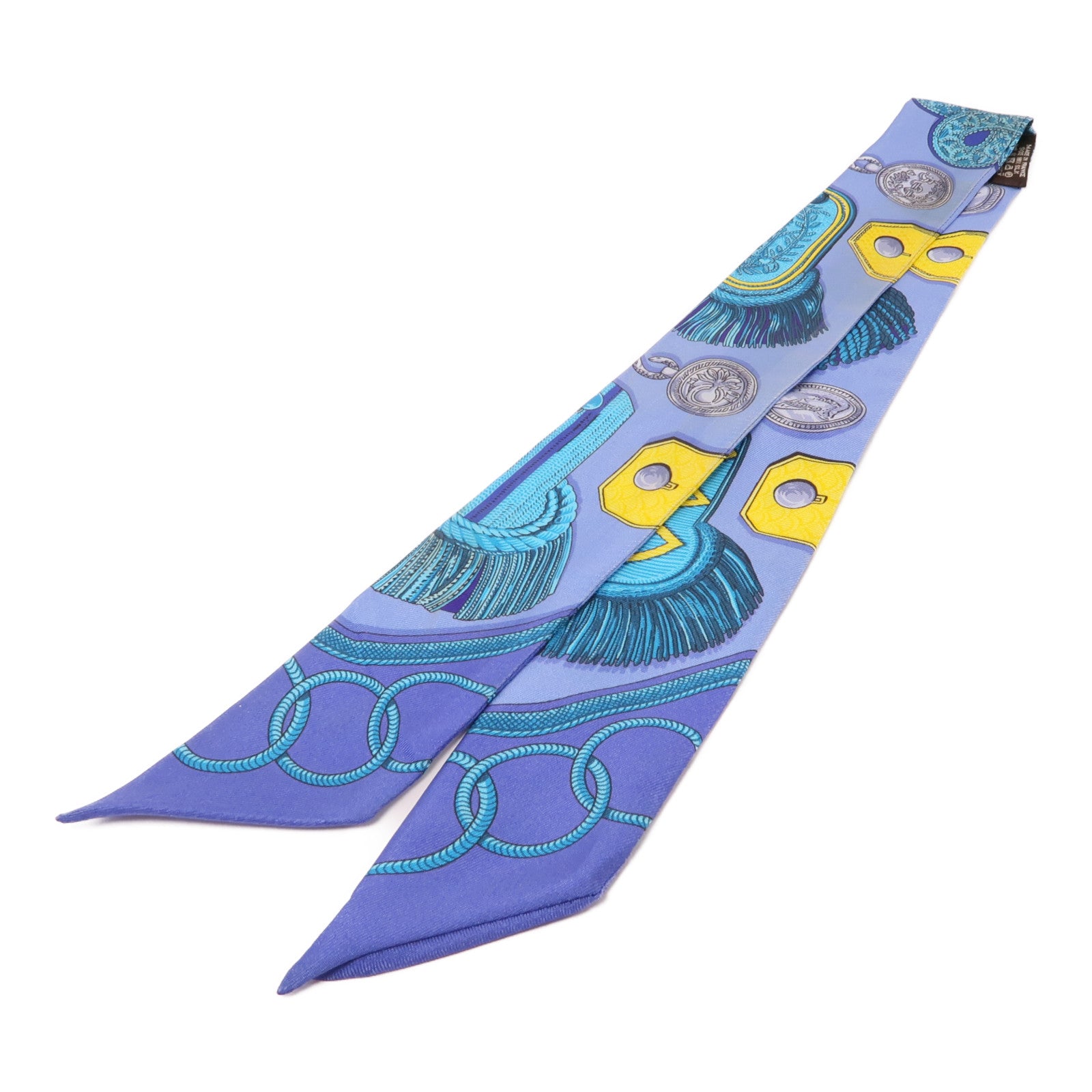 HERMES【激減優惠】 絲質Twilly絲巾藍色/黃色