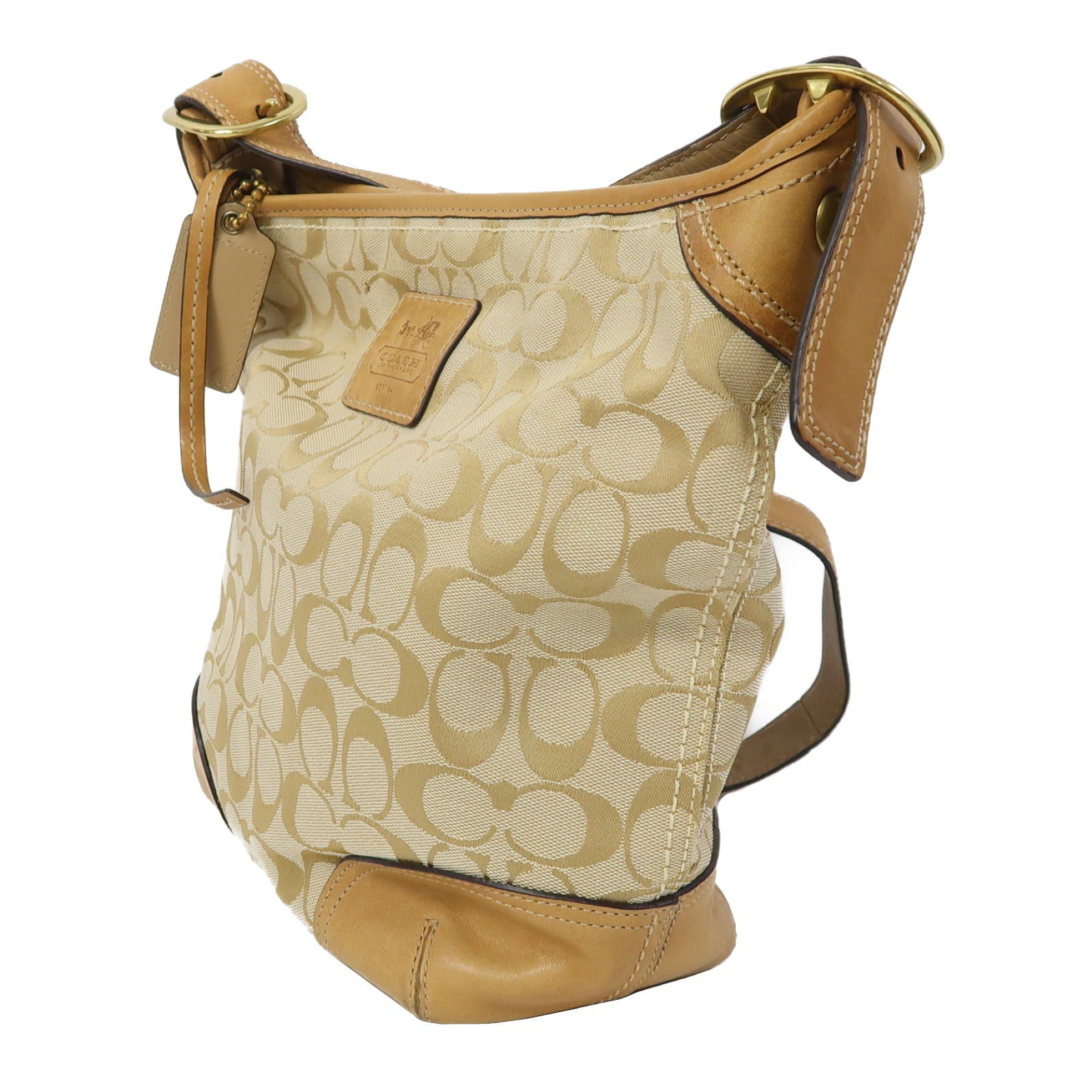 COACH 帆布Shoulder Bag金扣肩背袋啡色