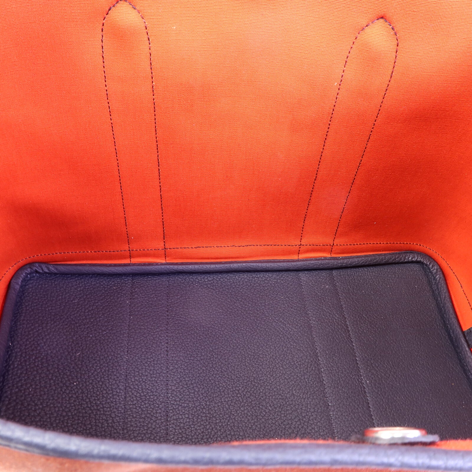 HERMES 帆布/Negonda皮革Garden Party PM手挽袋Cuivre/Bleu Indigo