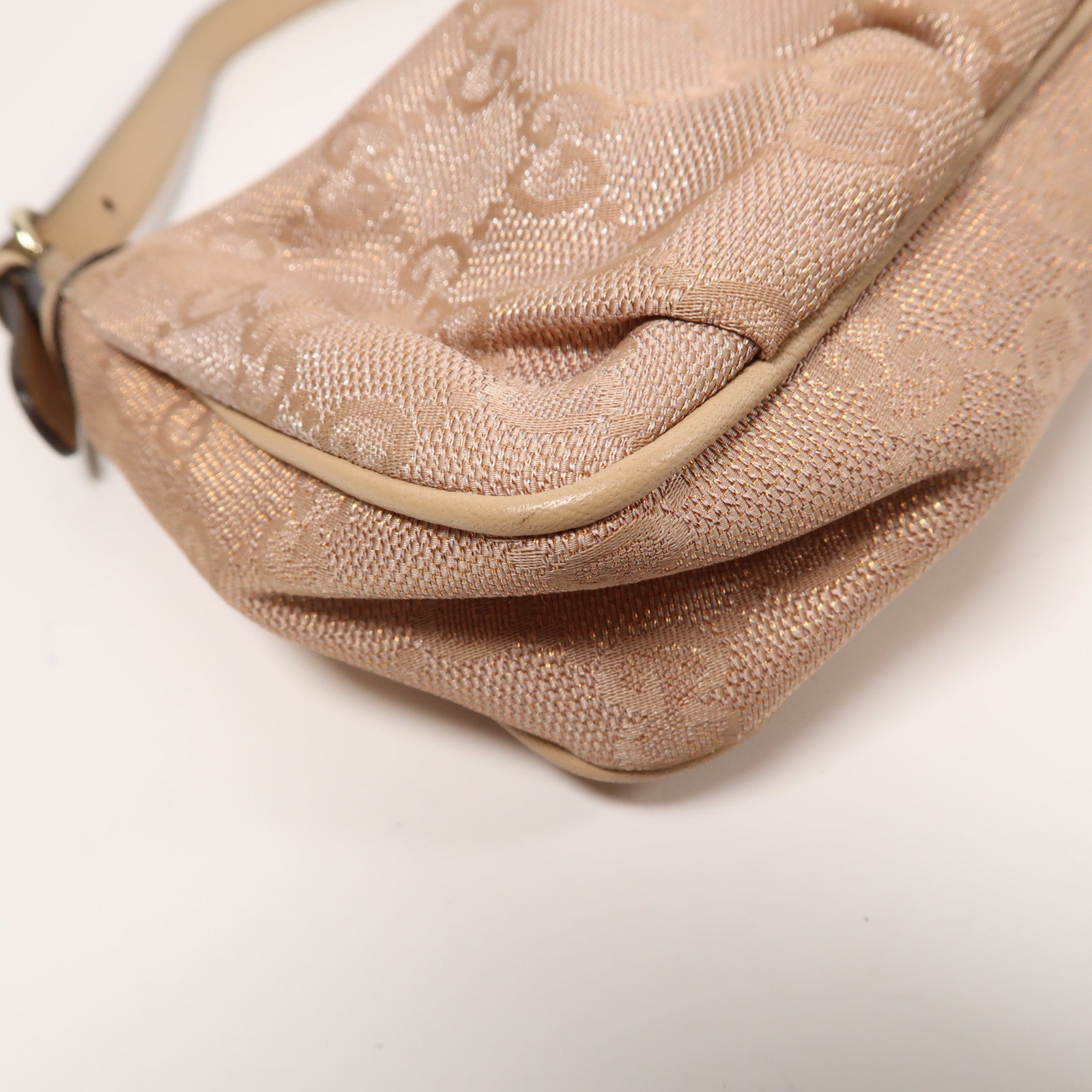 GUCCI 帆布Pouch金扣手挽袋粉紅色