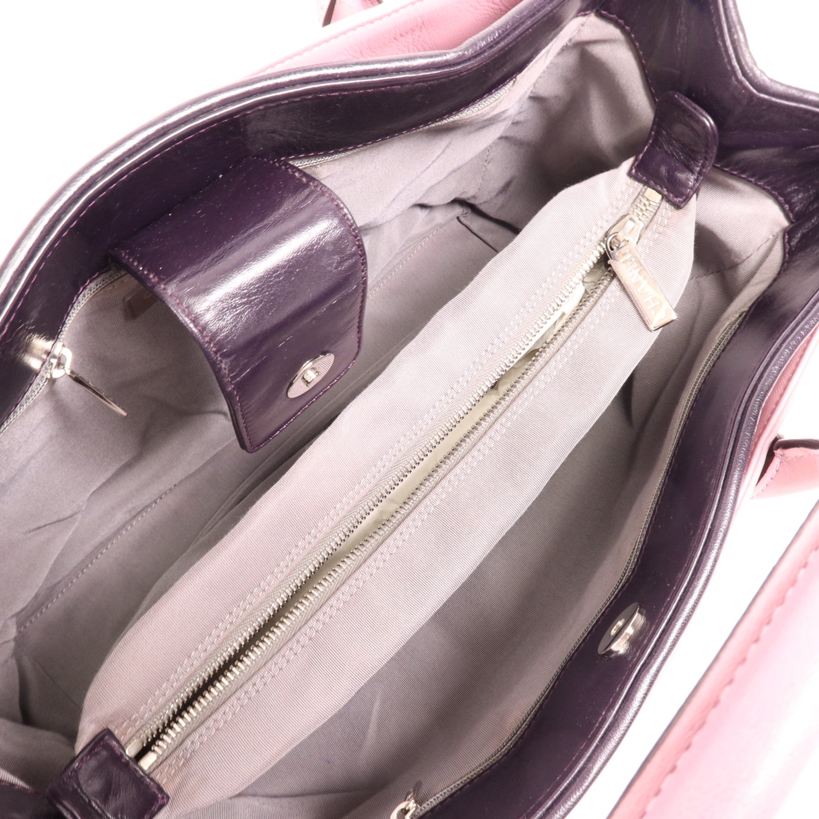 CHANEL 羊皮皮革Tote Bag銀扣手挽袋