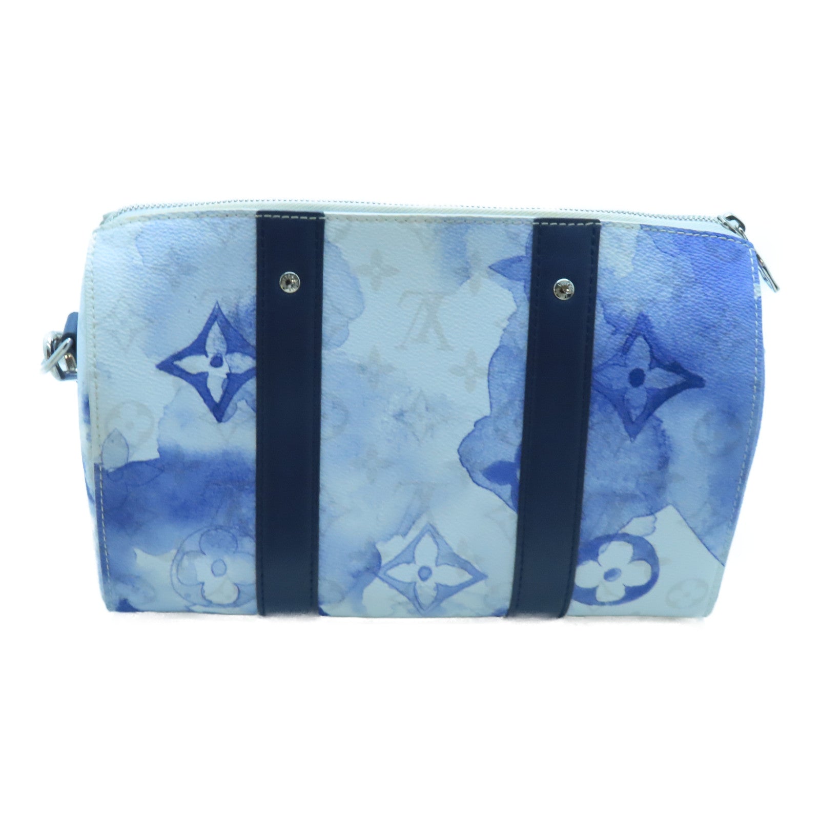 LOUIS VUITTON 【激減優惠】Monogram Watercolor Blue City Keepall銀扣肩背袋白色/藍色