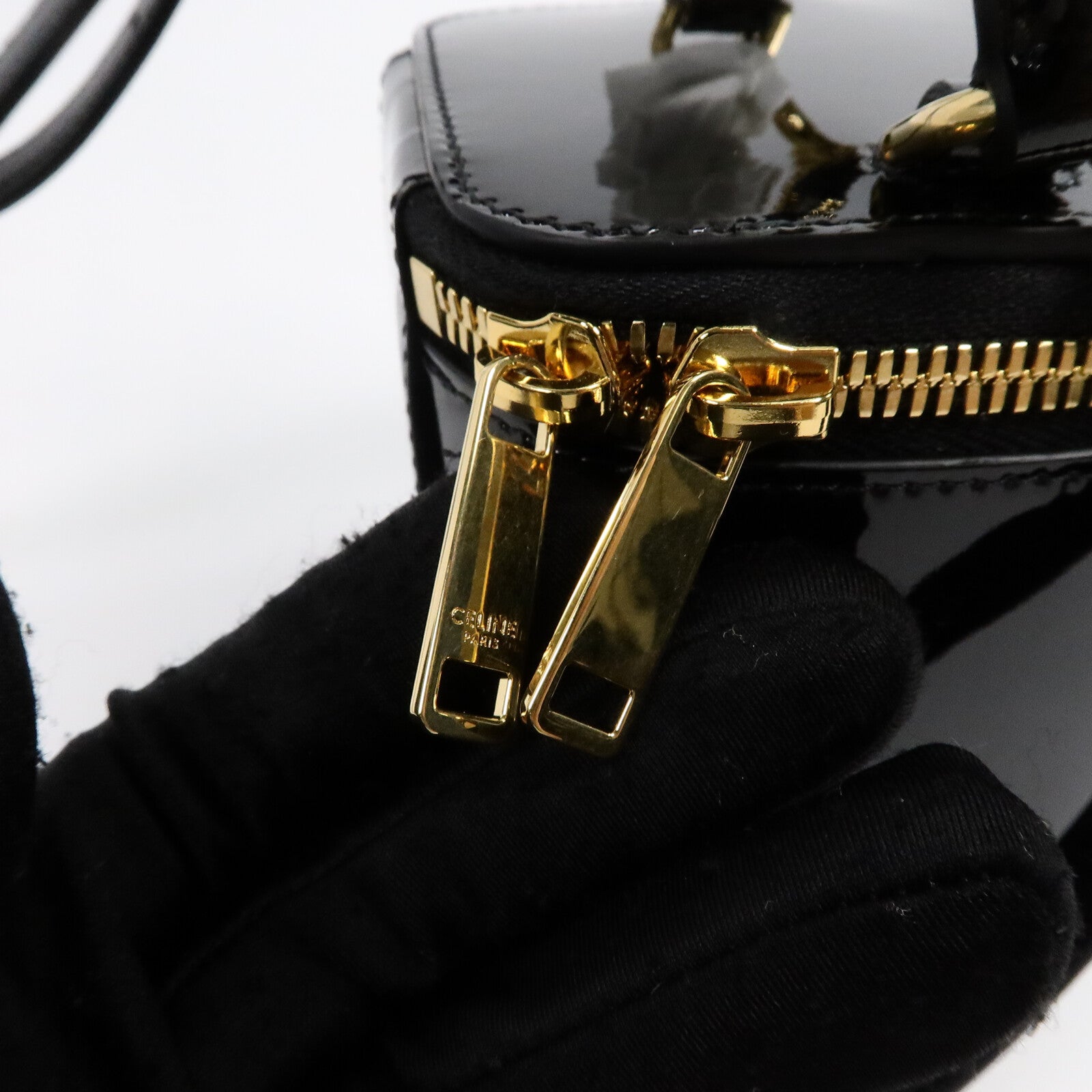 CELINE 漆皮皮革Cuir Triomphe Vanity Case手挽肩背兩用袋