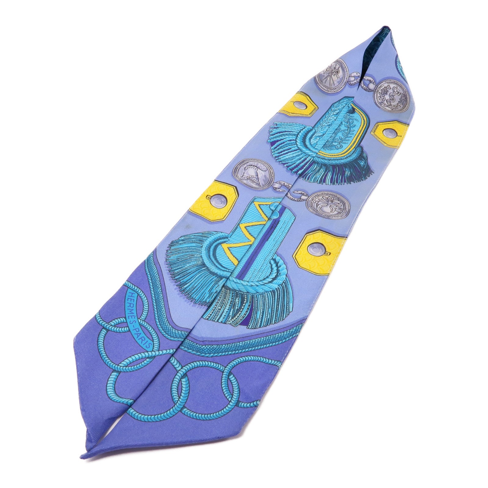 HERMES【激減優惠】 絲質Twilly絲巾藍色/黃色