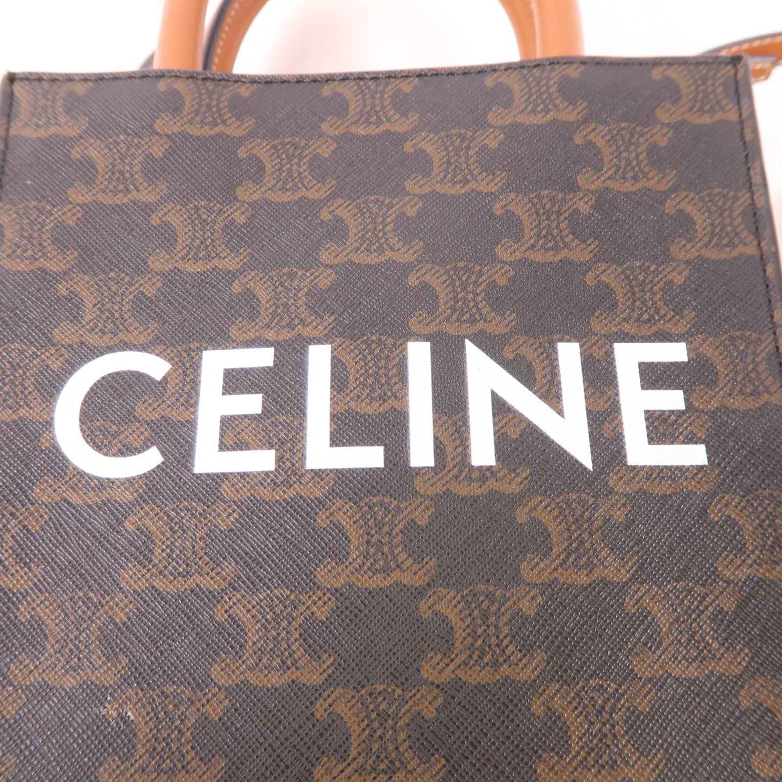 CELINE 塗層帆布Mini Vertical Cabas金扣手挽肩背兩用袋