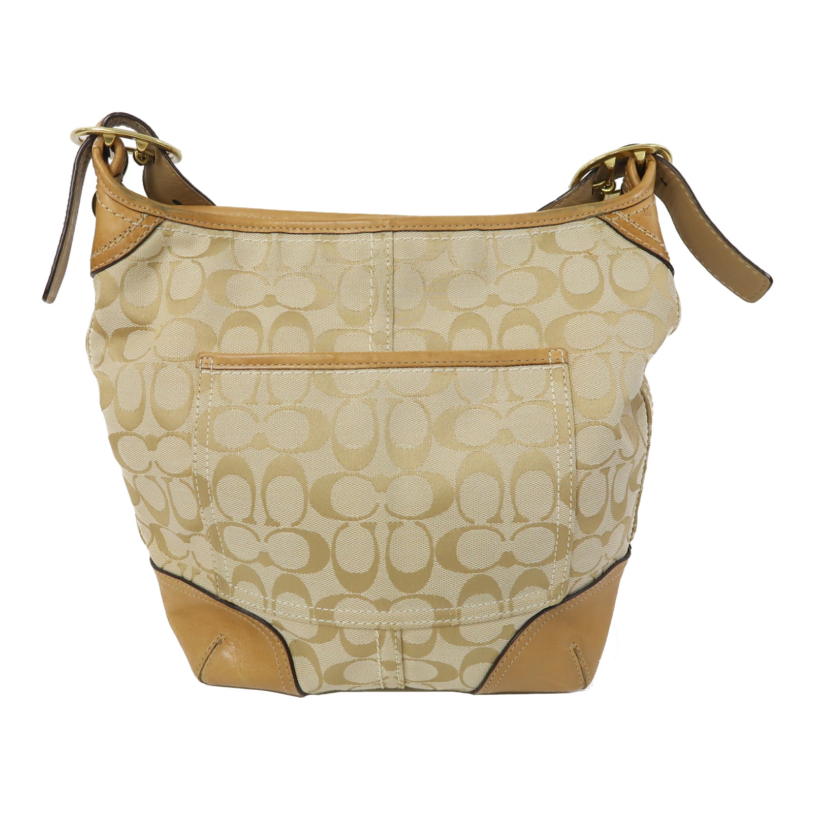 COACH 帆布Shoulder Bag金扣肩背袋啡色