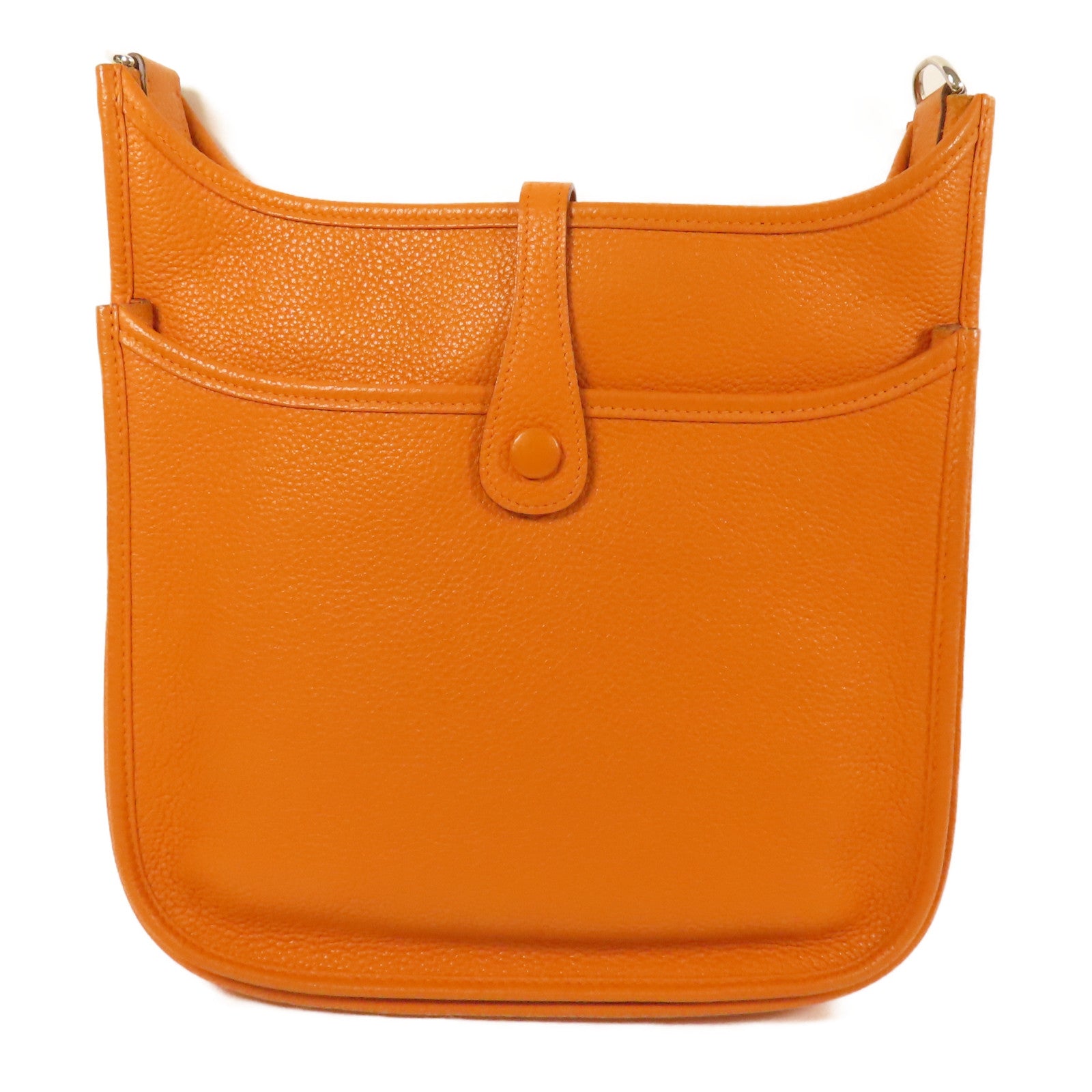 HERMES Clemence皮革Evelyne PM 銀扣肩背袋Orange