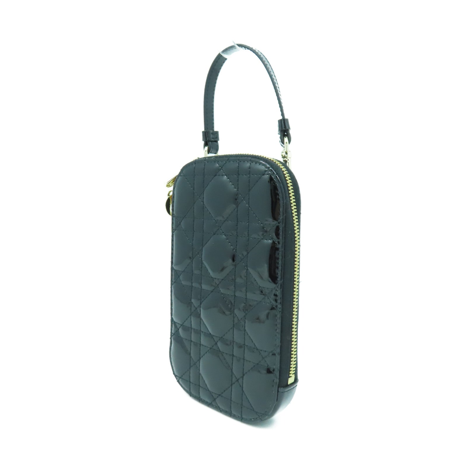 Dior 【清倉大減價】漆皮皮革Phone Holder金扣鏈帶肩背袋黑色