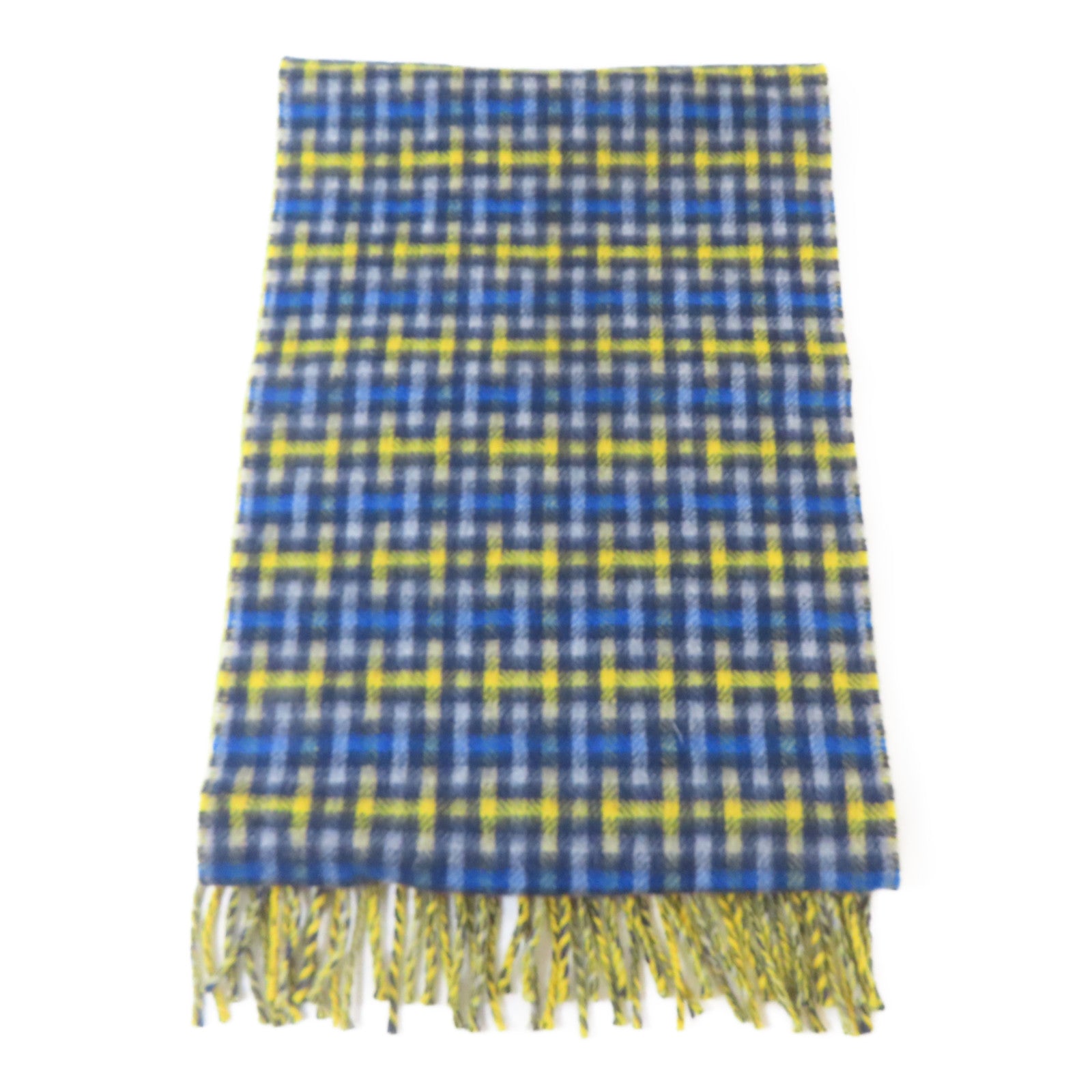 HERMES 羊絨Scarf頸巾藍色/黃色/灰色