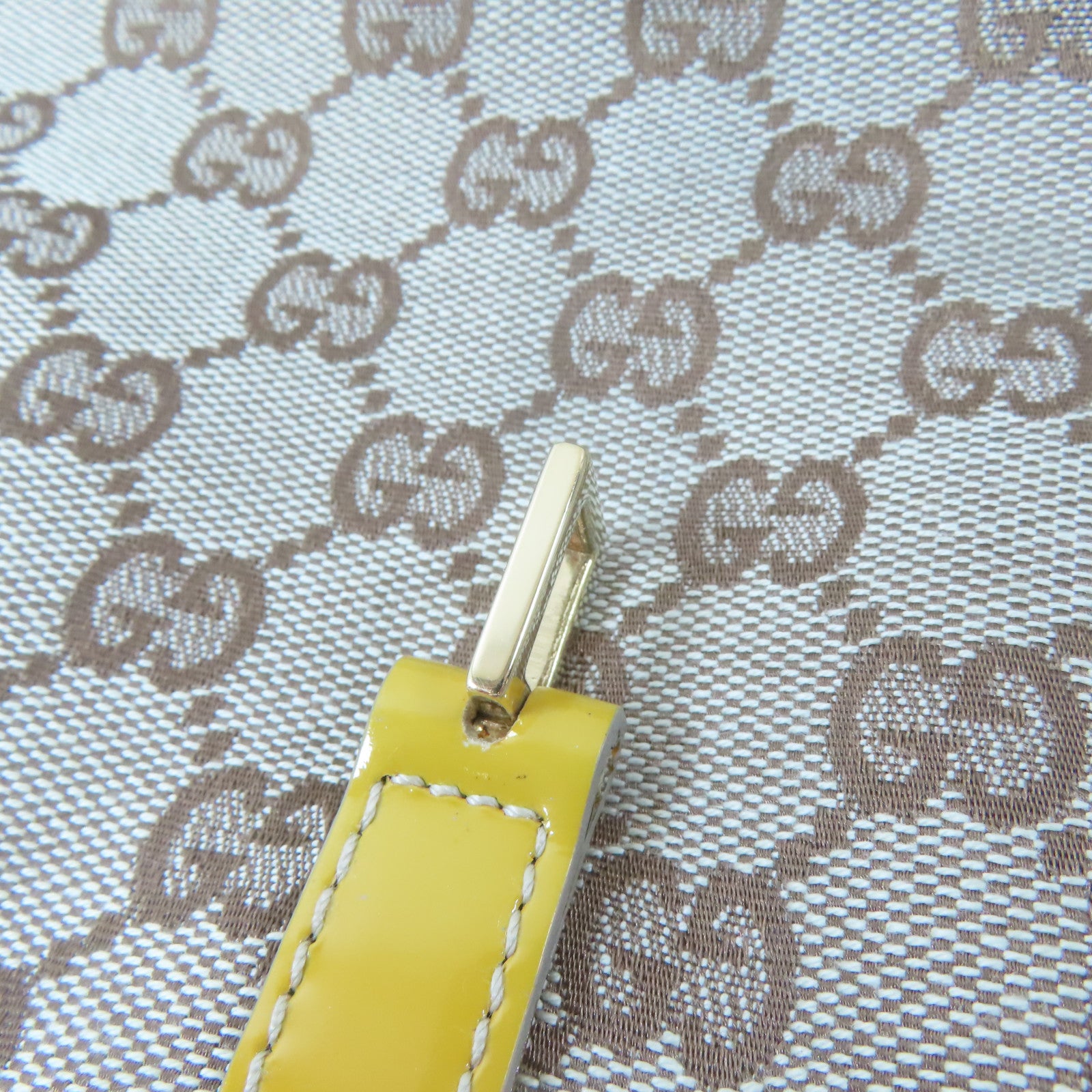 GUCCI 帆布Handbag金扣手挽袋啡色/黃色