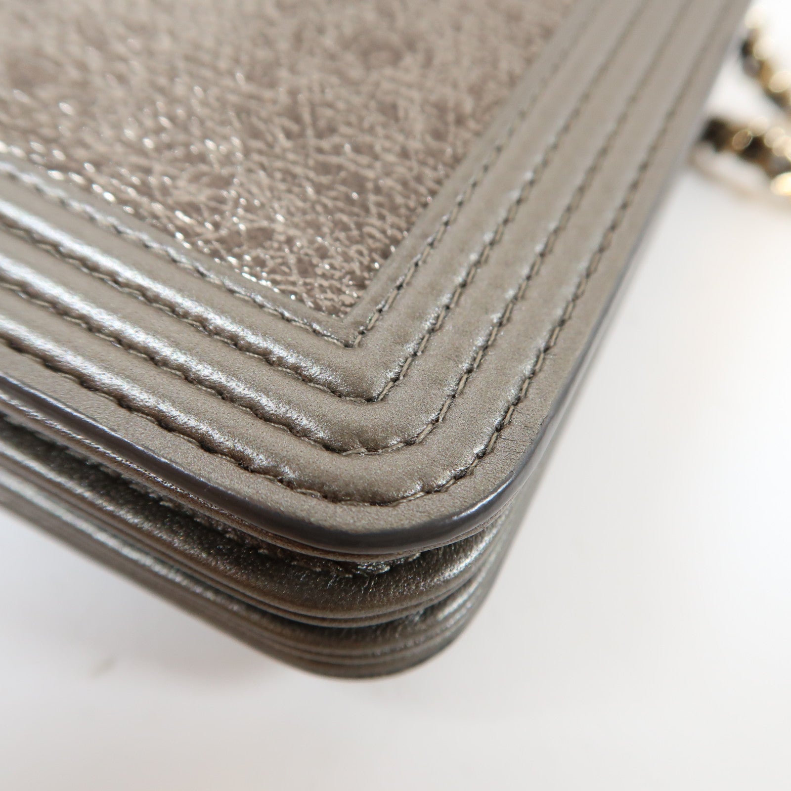 CHANEL 【激減優惠】牛皮皮革Chain Shoulder Bag金扣鏈帶肩背袋銀色