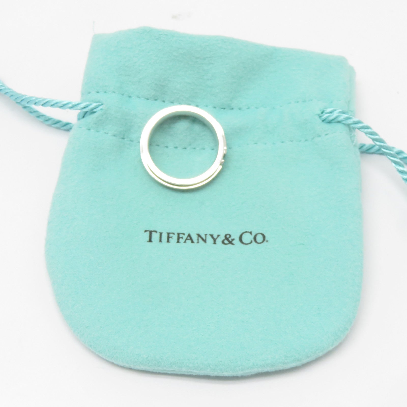 TIFFANY＆CO 18K白金T Two Ring戒指Tiffany#53/US#6.25