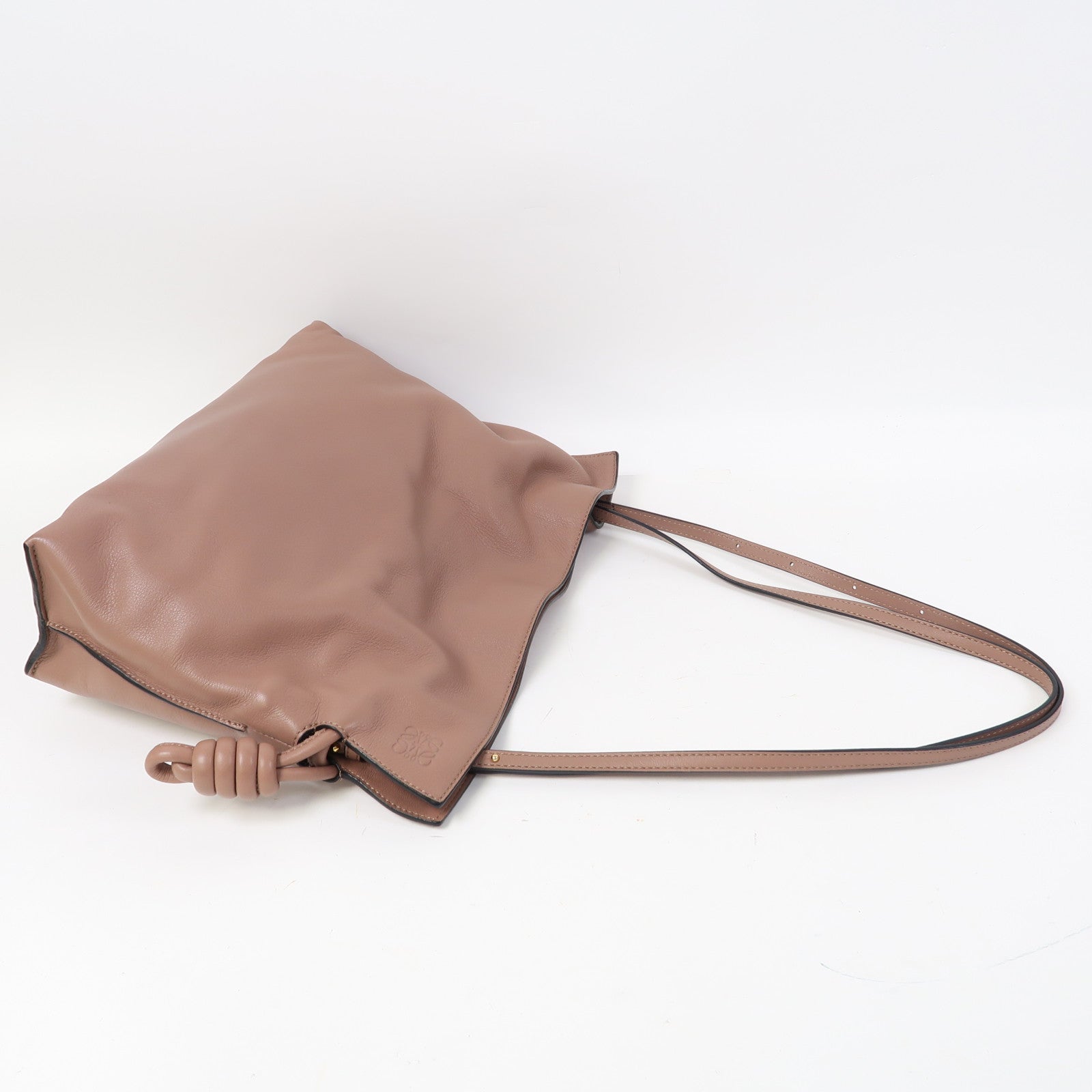 LOEWE 牛皮皮革Flamenco Clutch金扣肩背袋粉紅色