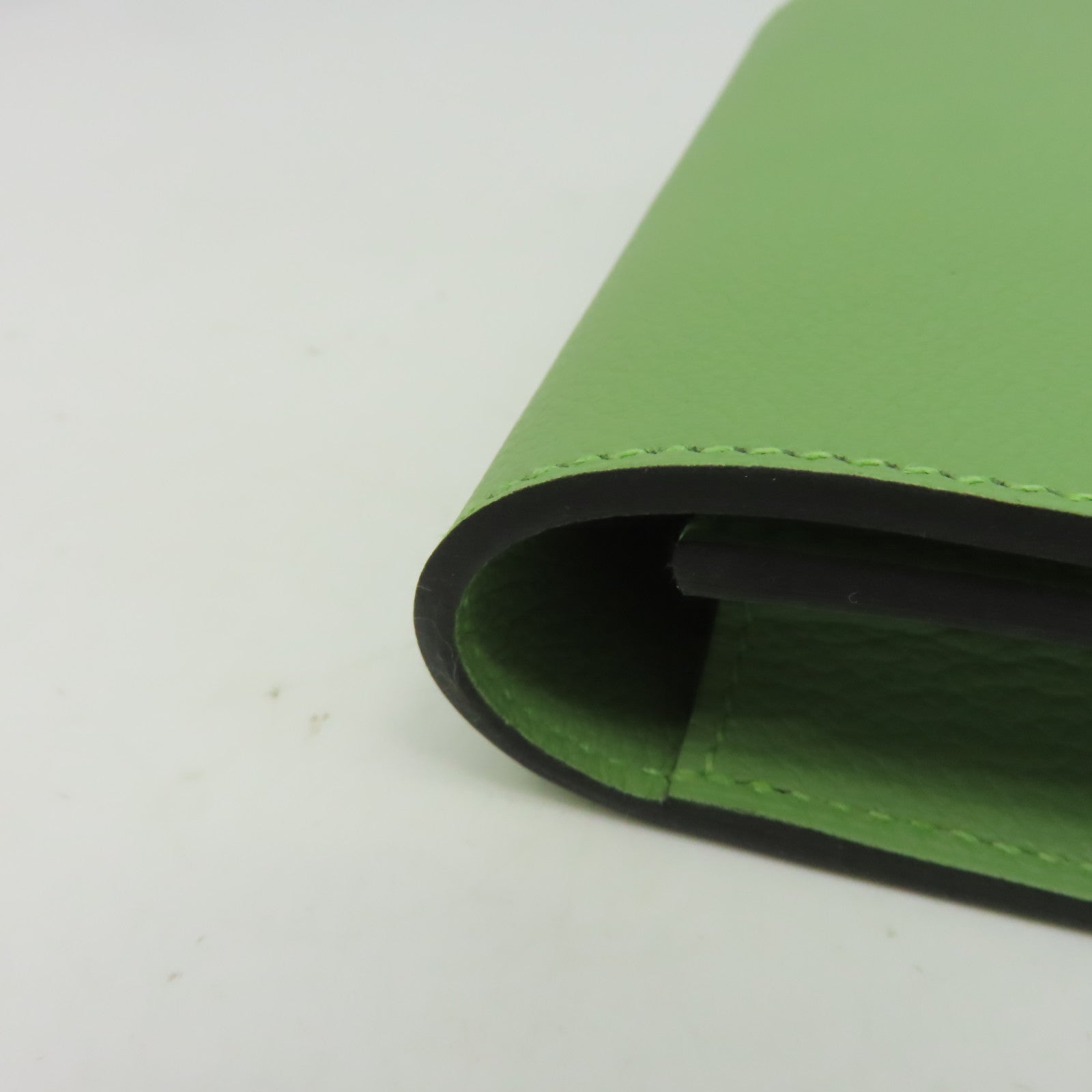 HERMES **【激減優惠】Evercolor皮革Roulis Slim金扣錢包綠色