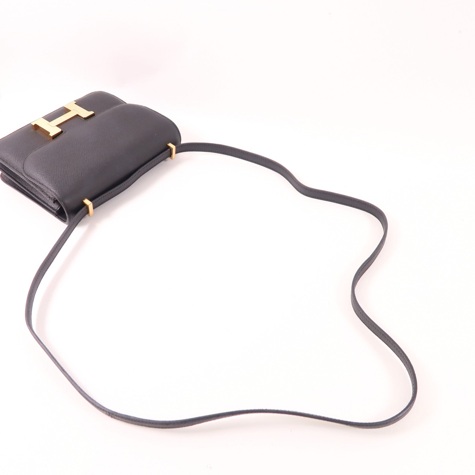HERMES Epsom皮革Constance Mini金扣肩背袋89 Noir