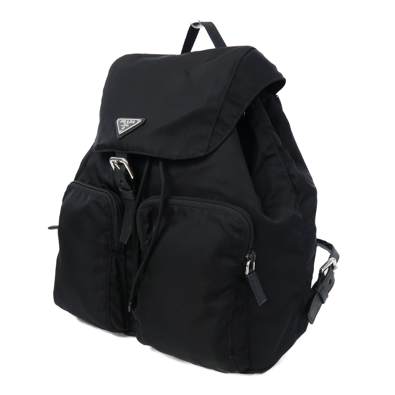 PRADA 尼龍Backpack銀扣背包黑色