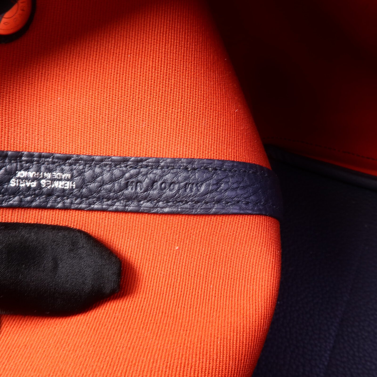 HERMES 帆布/Negonda皮革Garden Party PM手挽袋Cuivre/Bleu Indigo