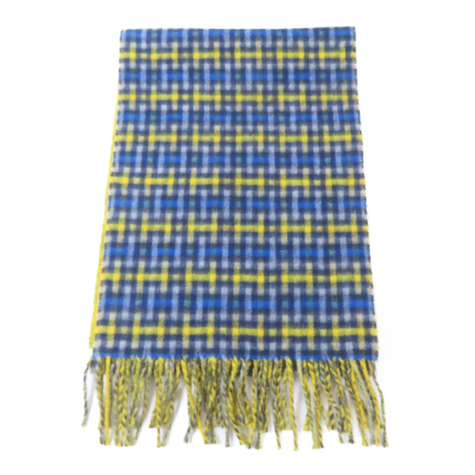 HERMES 羊絨Scarf頸巾藍色/黃色/灰色