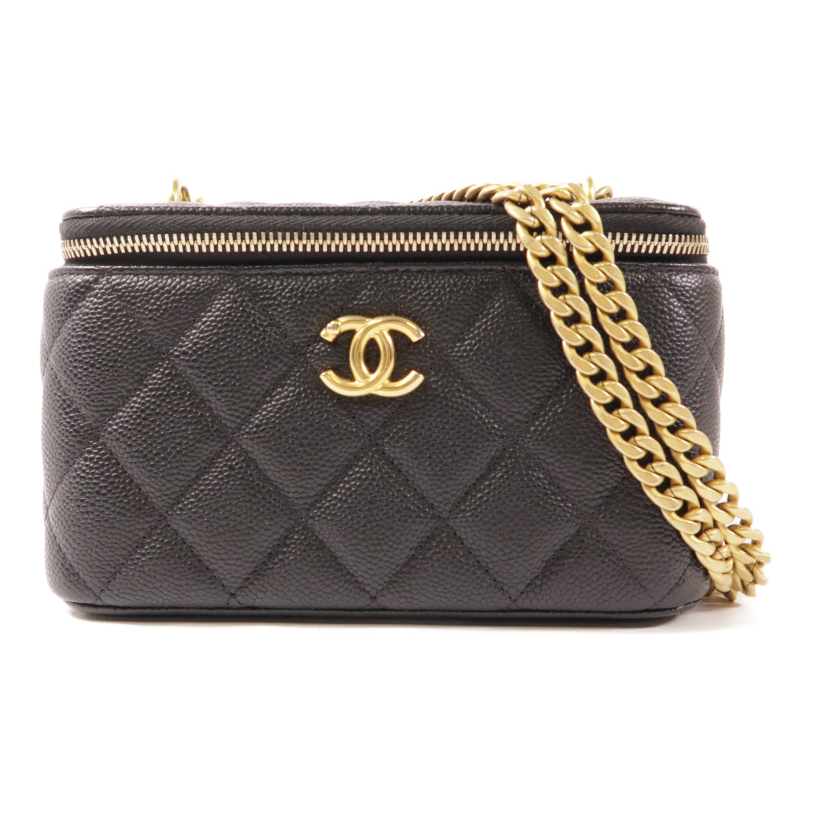 CHANEL 牛皮皮革Vanity Bag金扣鏈帶肩背袋