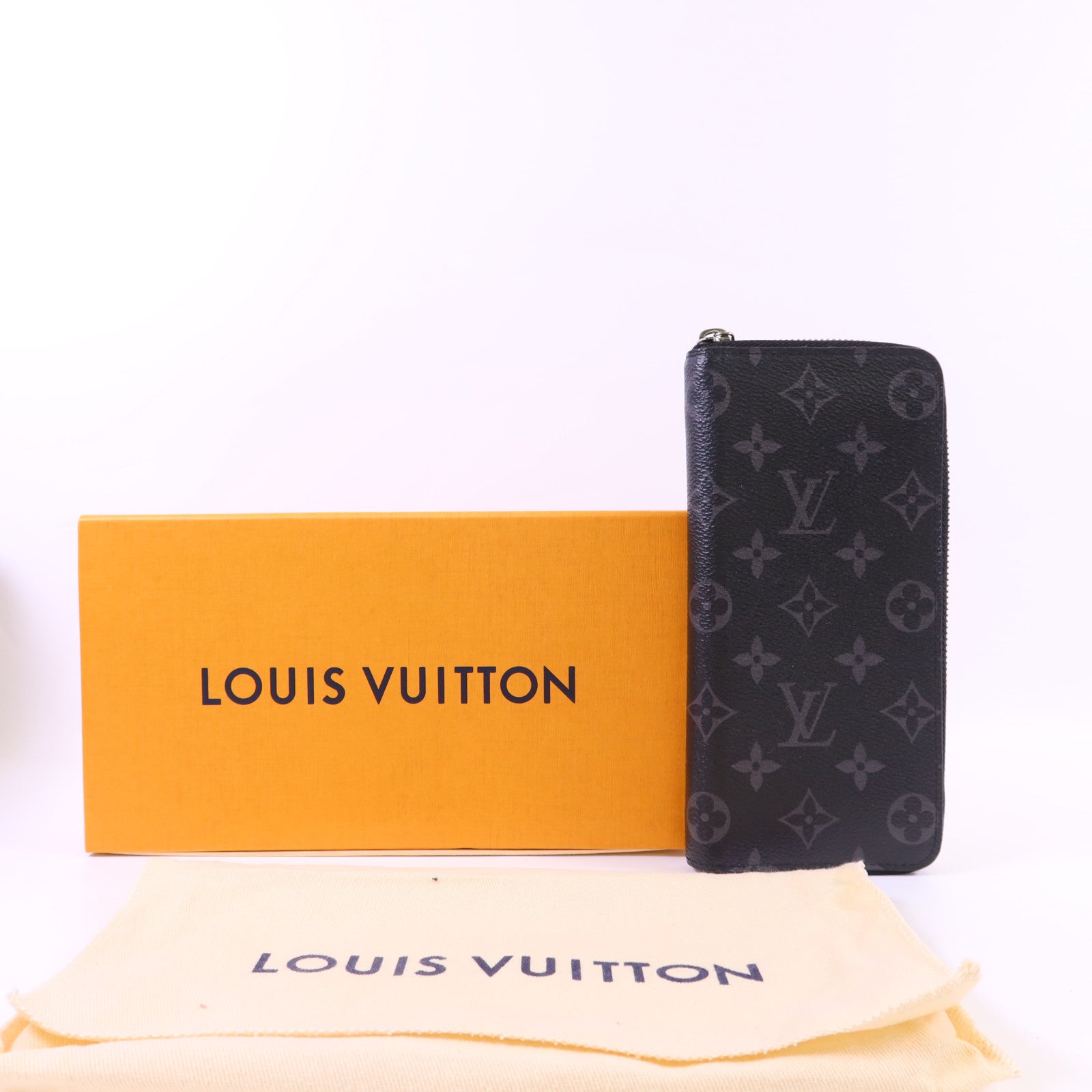 LOUIS VUITTON Monogram EclipseZippy Vertical Wallet銀扣長錢包