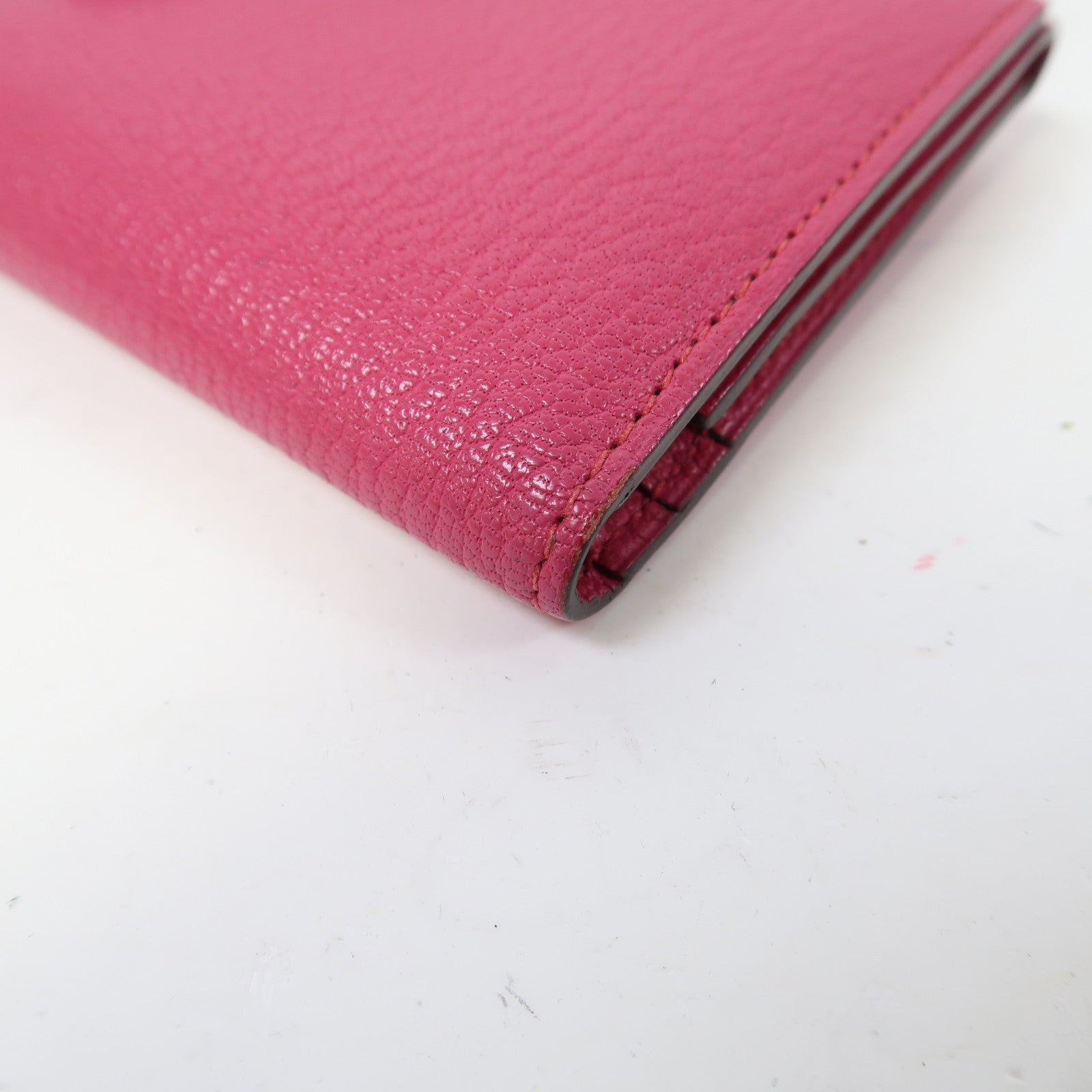 HERMES 【激減優惠】Chevre皮革Bearn Wallet銀扣長錢包粉紅色