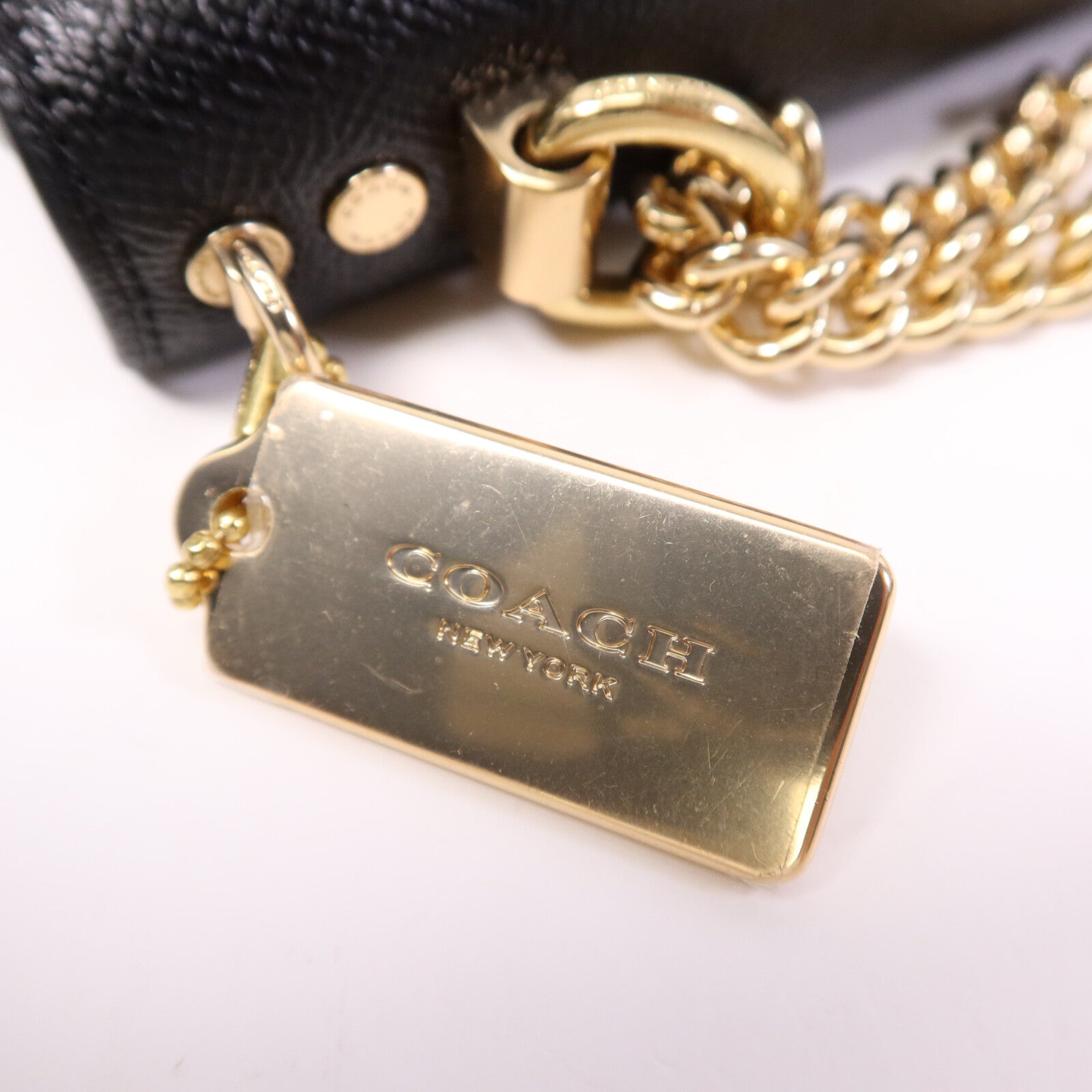 COACH 牛皮皮革Chain Shoulder Bag金扣鏈帶肩背袋
