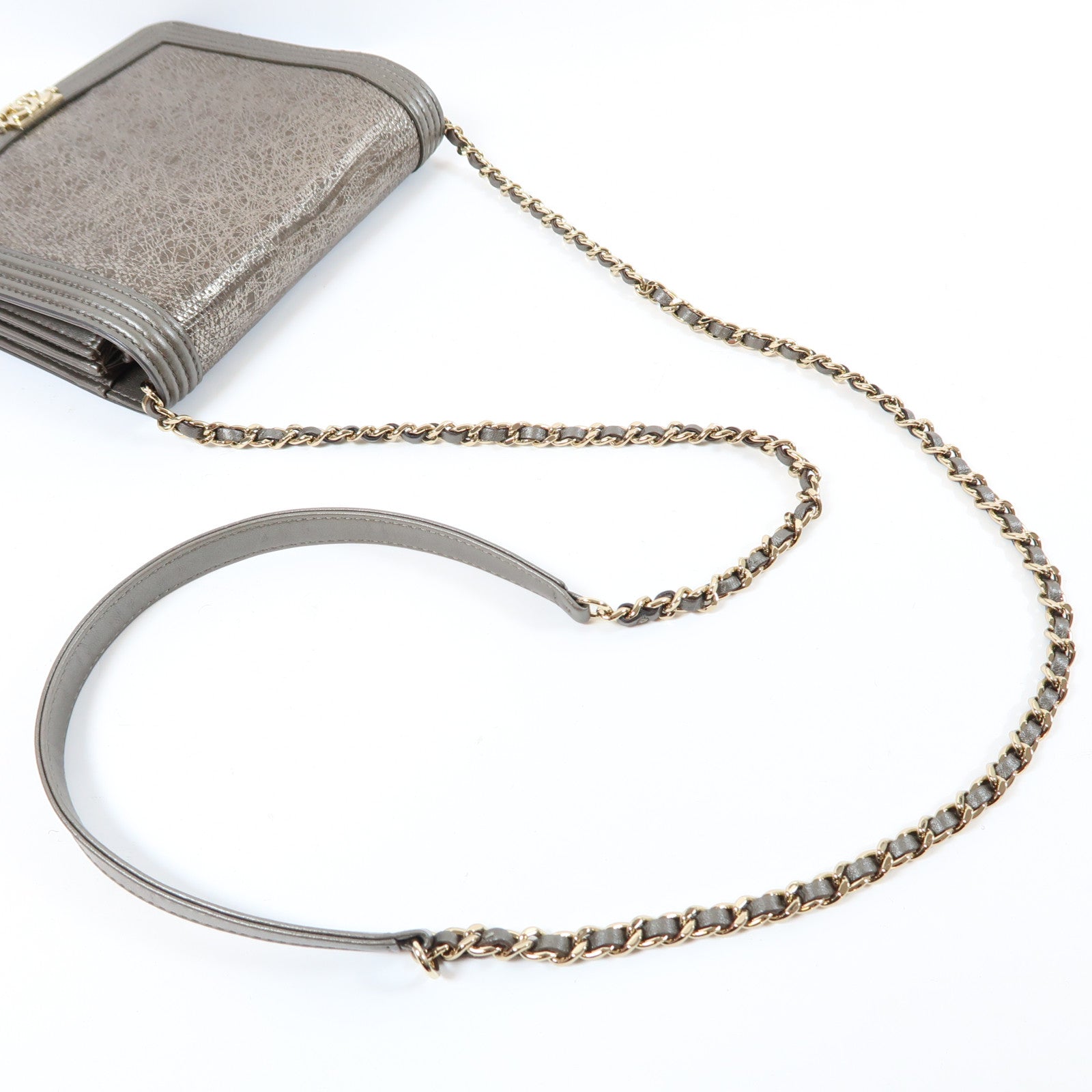 CHANEL 【激減優惠】牛皮皮革Chain Shoulder Bag金扣鏈帶肩背袋銀色