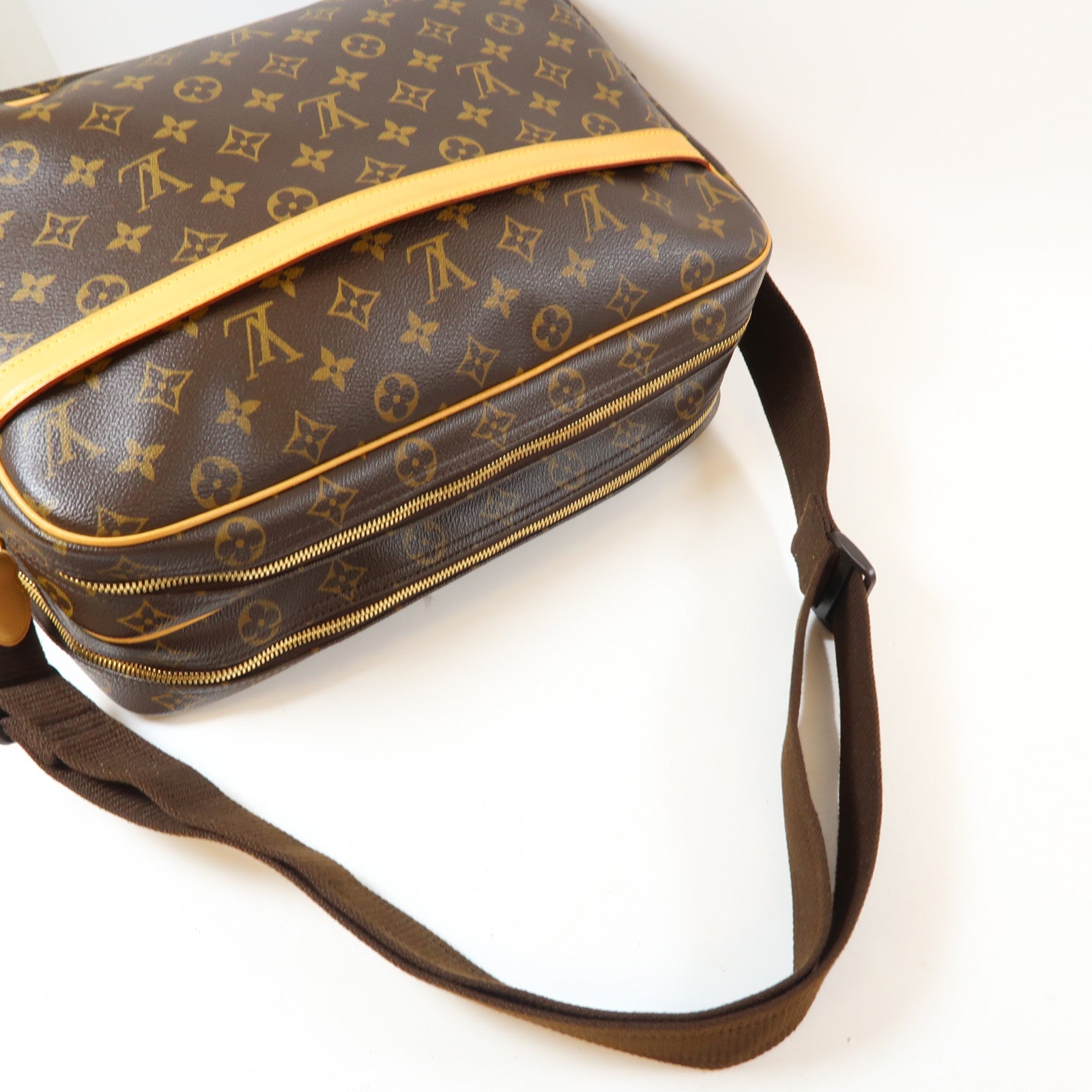 LOUIS VUITTON Monogram Reporter GM金扣肩背袋啡色