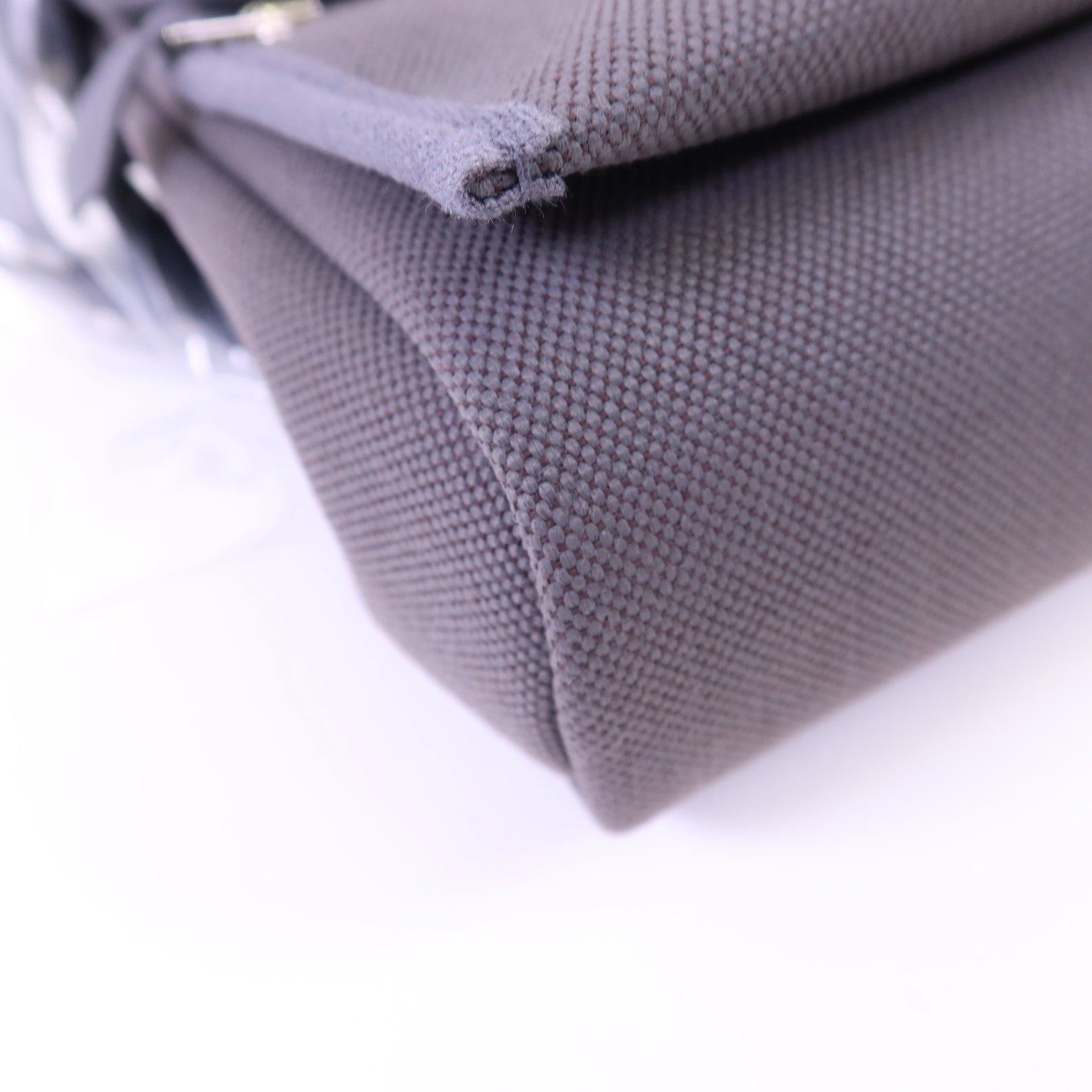 HERMES Toile H帆布Mini Herbag銀扣肩背袋Ardoise
