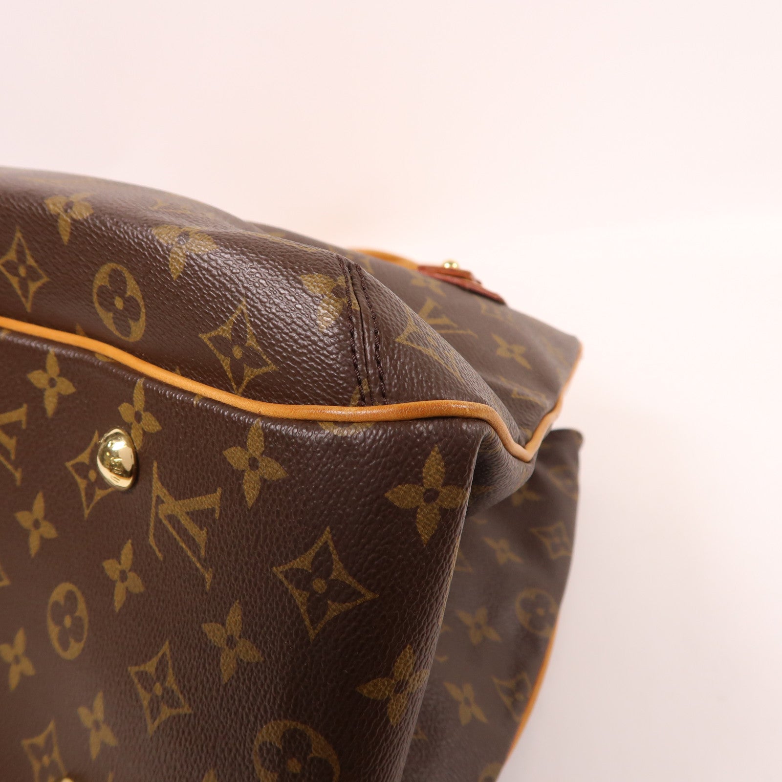 LOUIS VUITTON Monogram Griet金扣手挽袋棕色