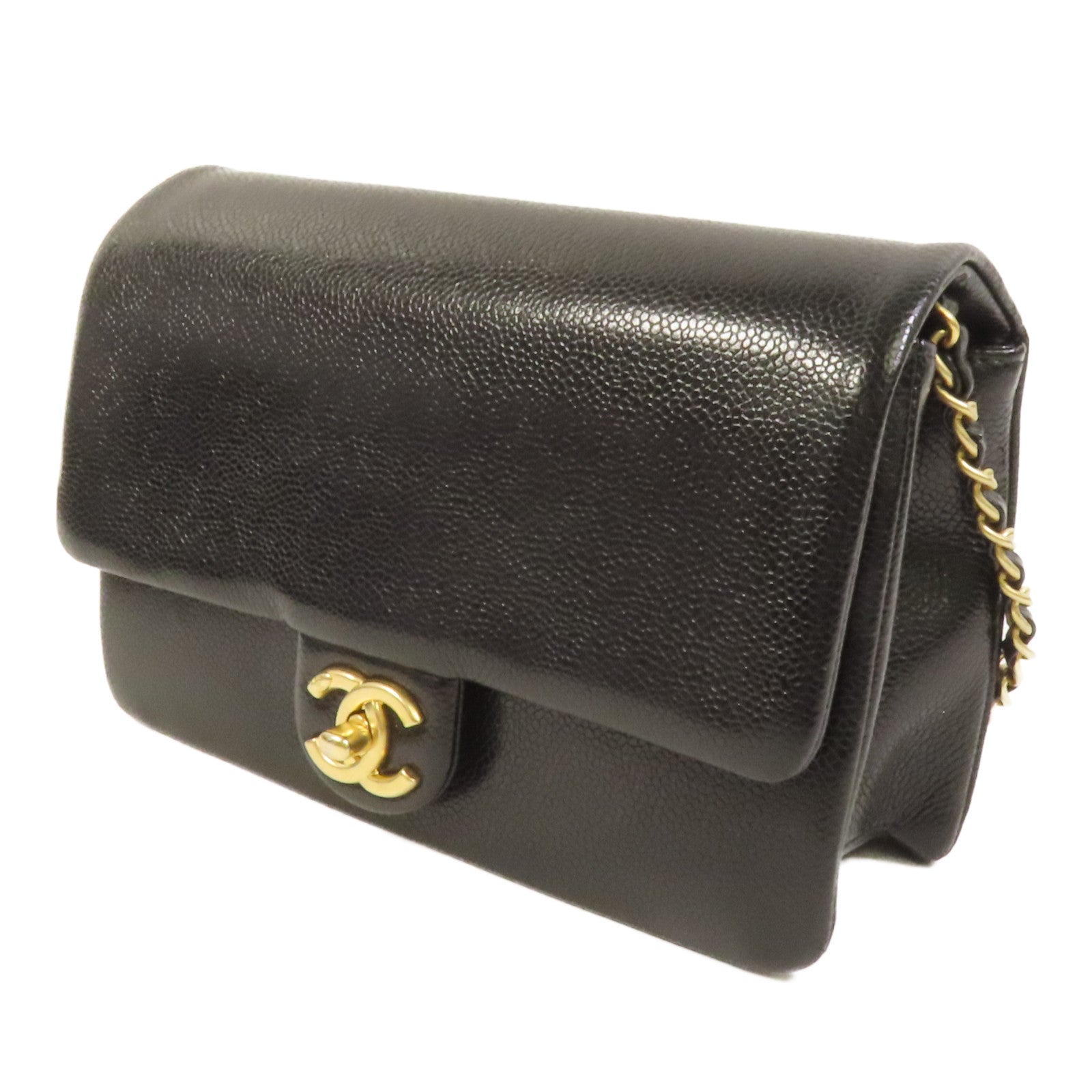 CHANEL 牛皮皮革Chain Shoulder金扣肩背袋
