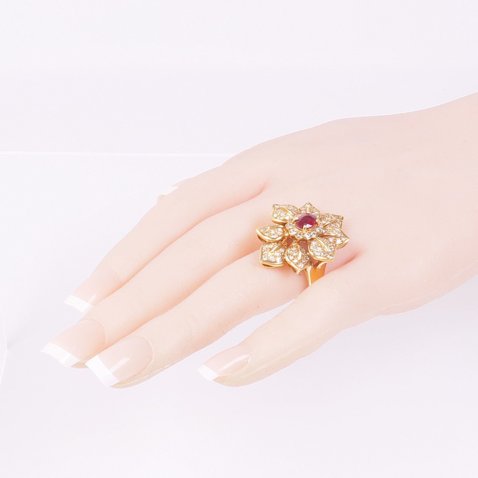 JEWELRY 18K黃金Ruby Diamond Ring紅寶石/鑽石戒指US#8.25