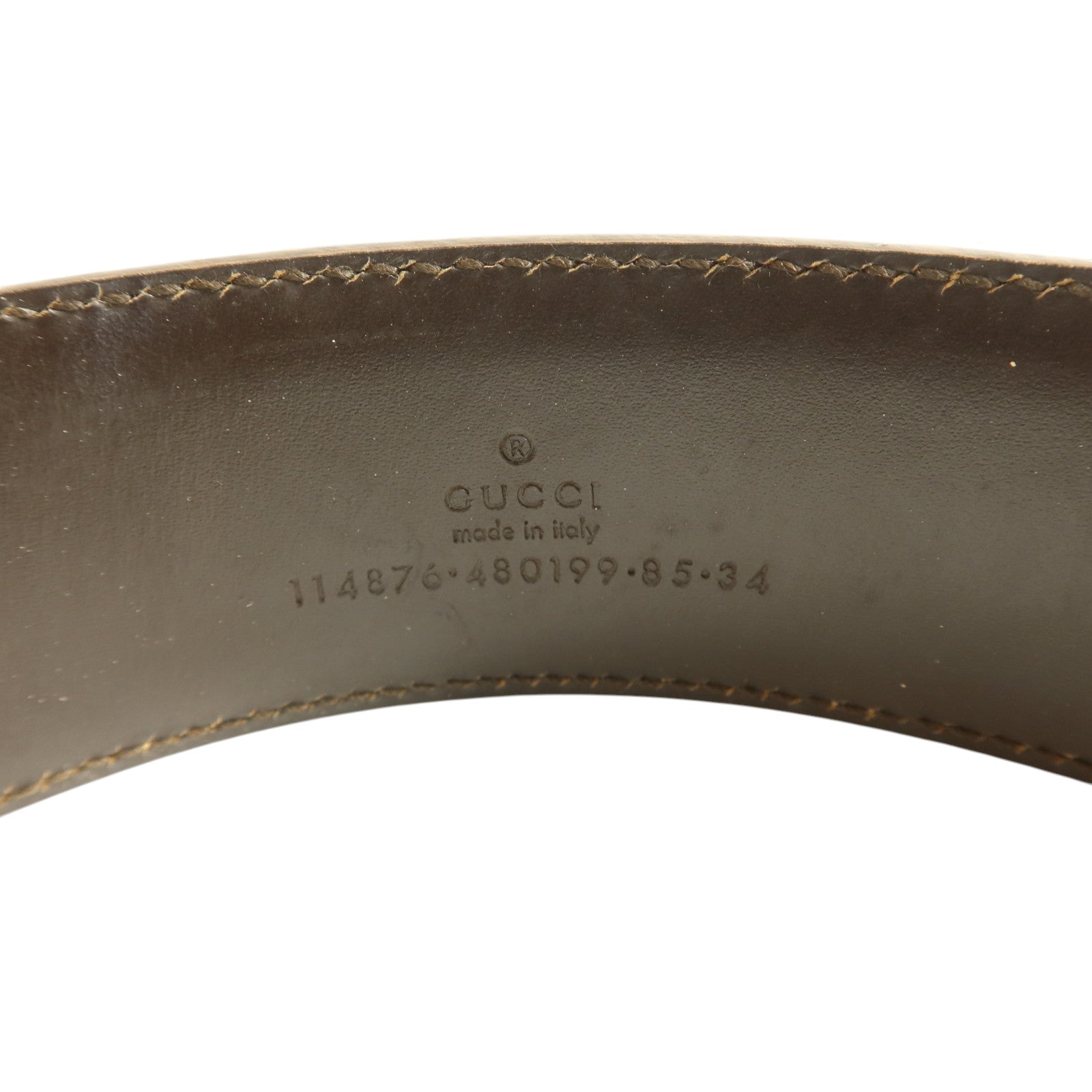GUCCI GG帆布/牛皮皮革Belt金扣皮帶