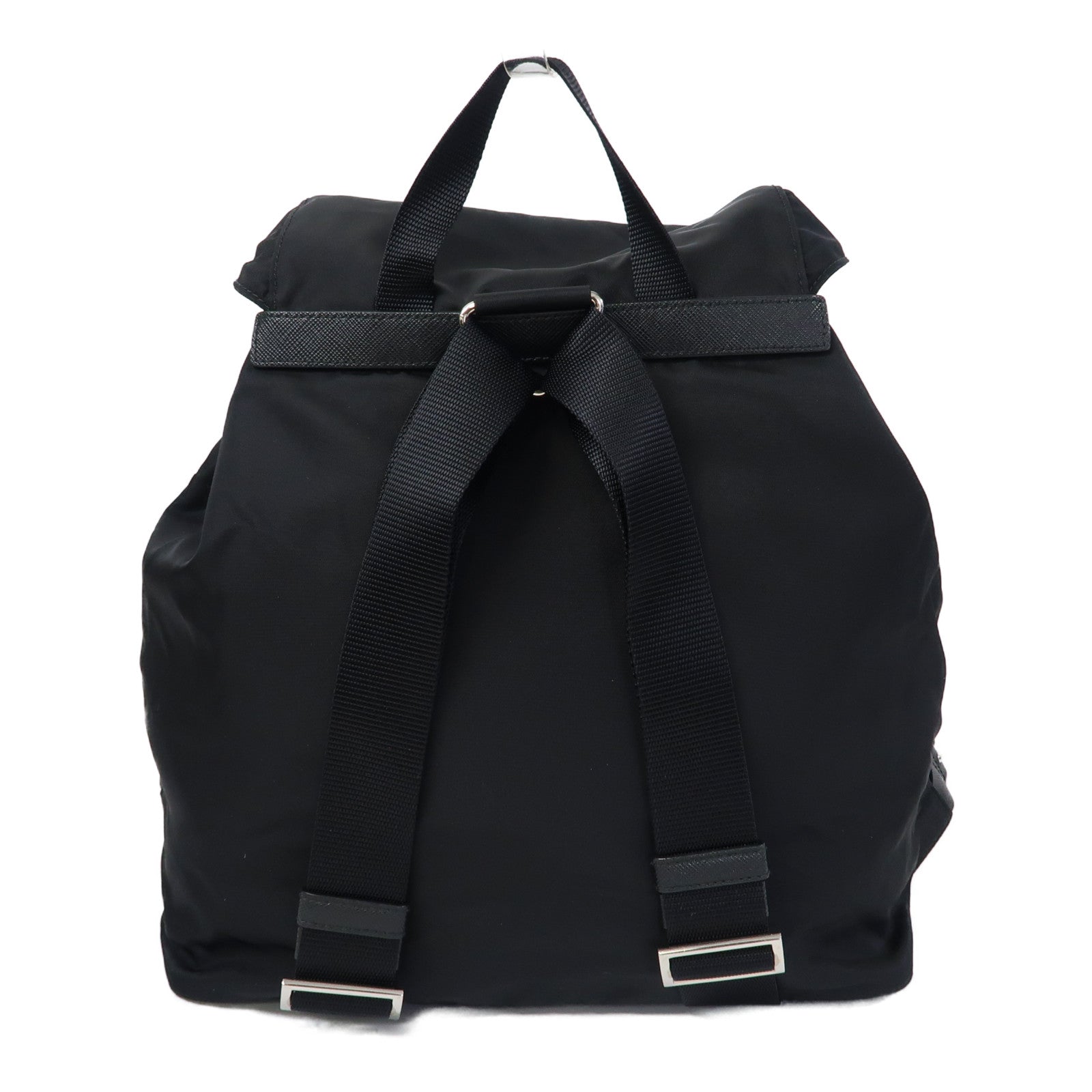 PRADA 尼龍Backpack銀扣背包黑色