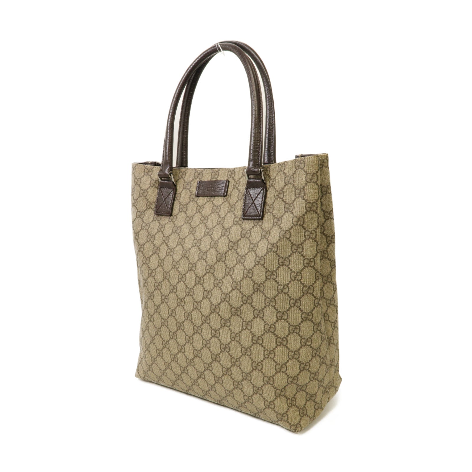 GUCCI 塗層帆布Shoulder Bag銀扣肩背袋卡其色