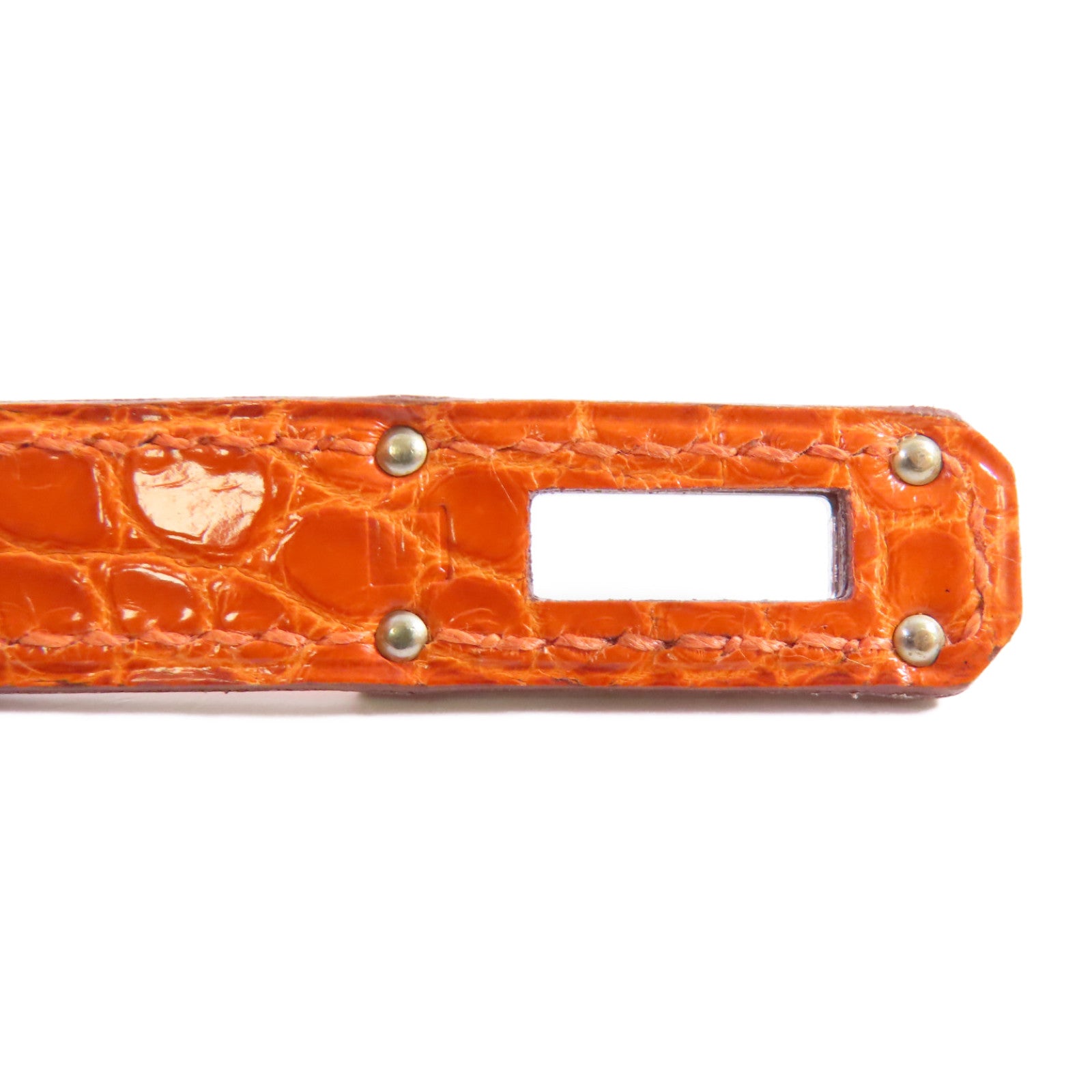 HERMES 鱷魚皮革Kelly Wallet銀扣長錢包93 Orange H/亮橙色
