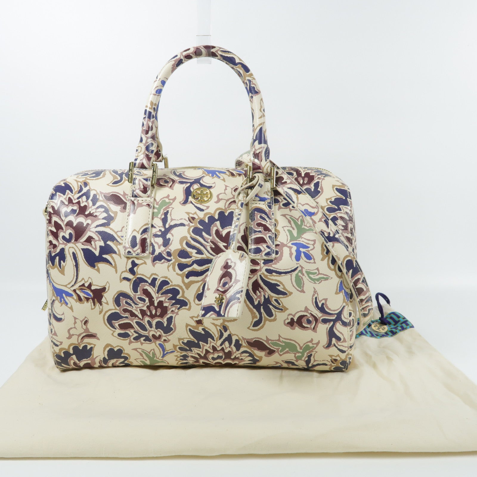 Tory Burch 塗層帆布Shoulder Bag金扣手挽肩背兩用袋