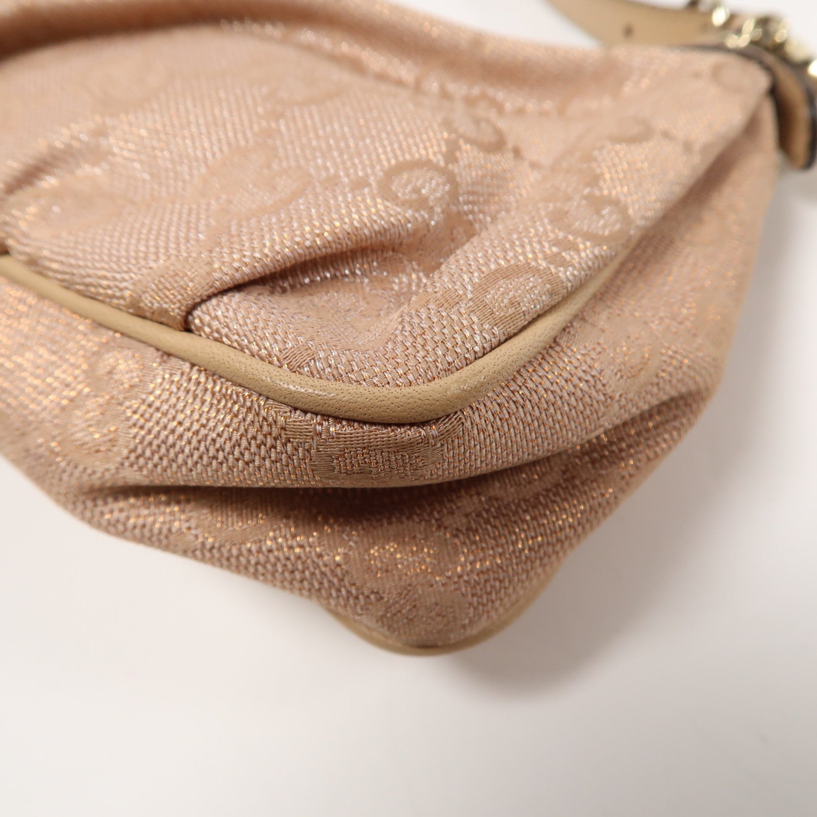 GUCCI 帆布Pouch金扣手挽袋粉紅色
