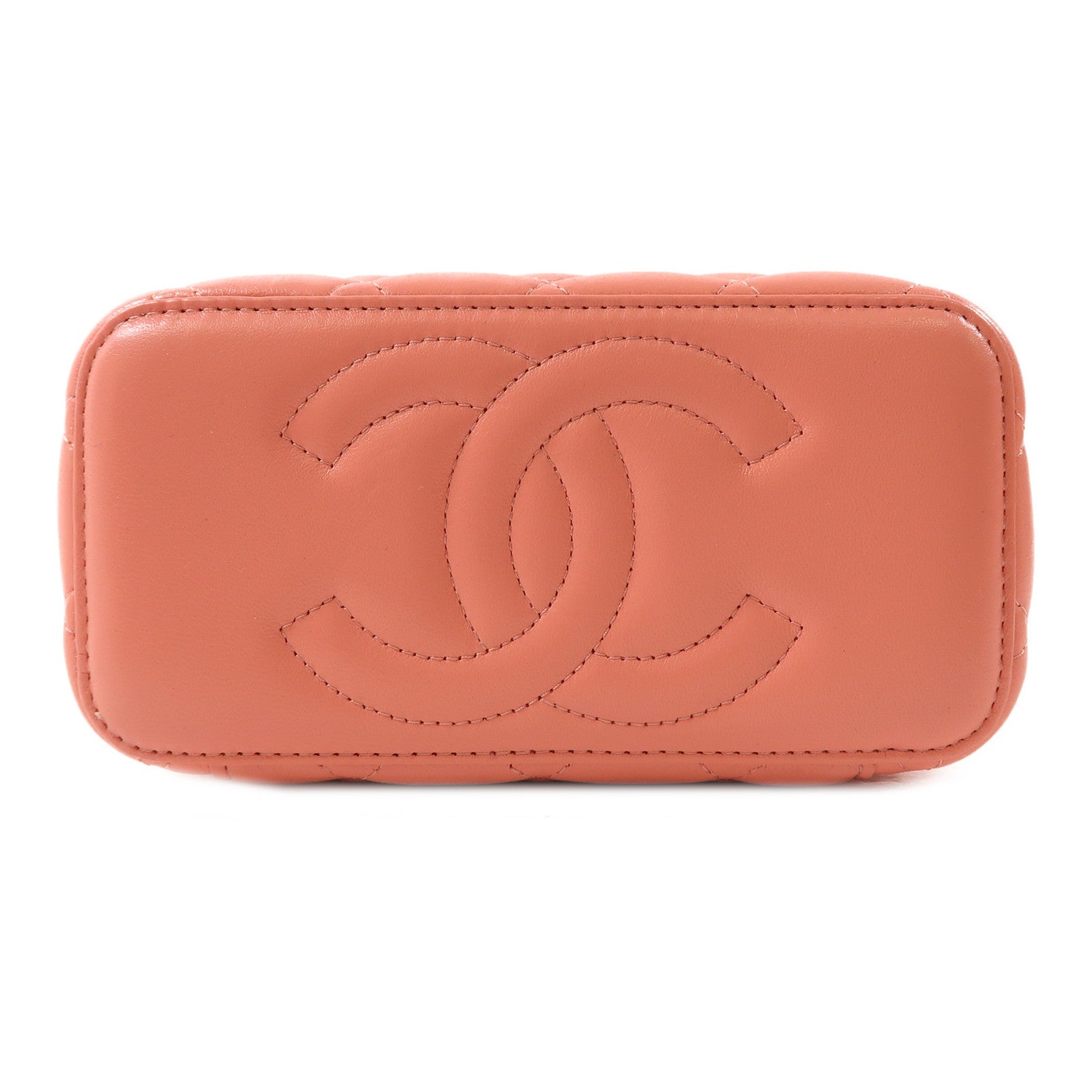 CHANEL 羊皮皮革Vanity Case金扣手挽肩背兩用袋粉紅色