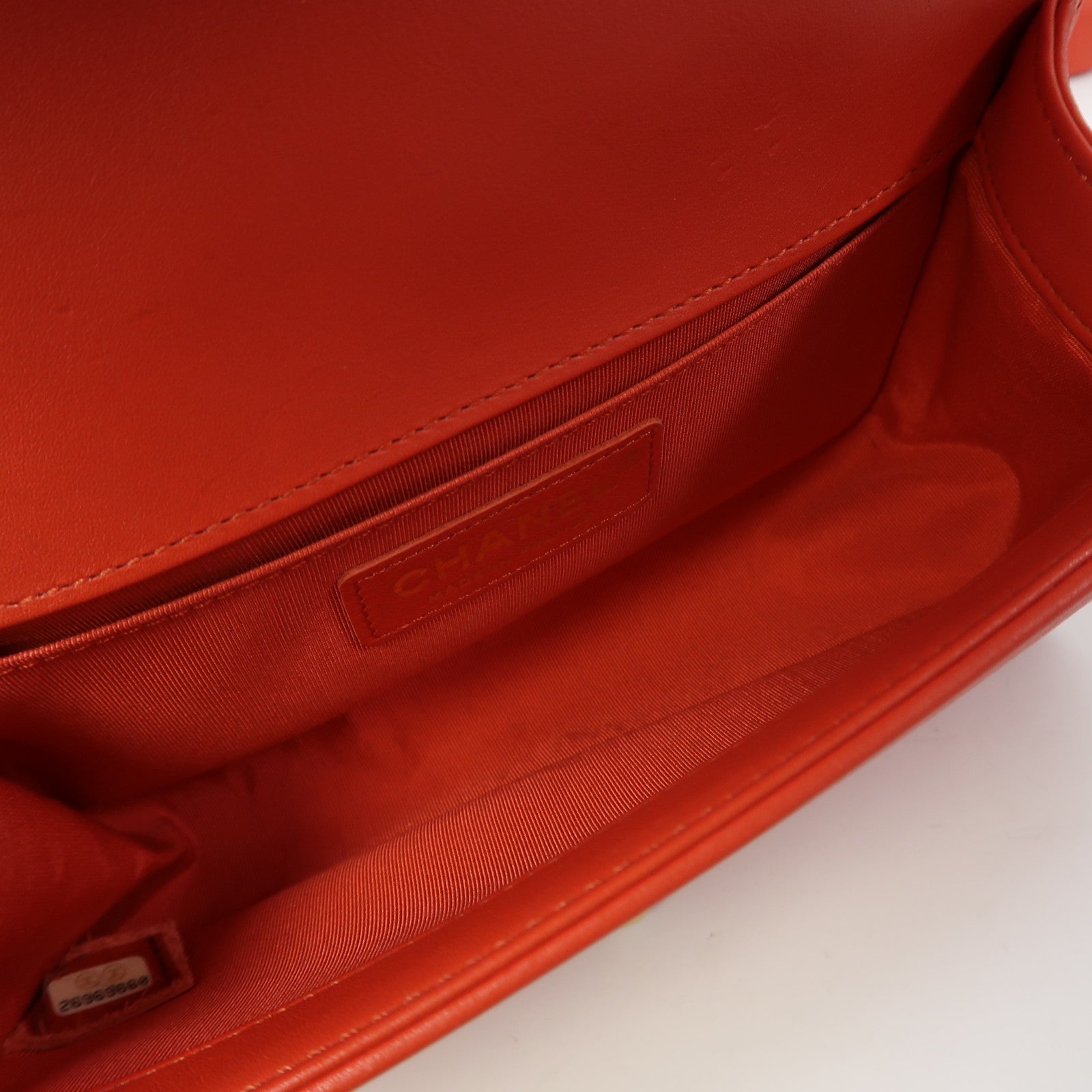 CHANEL 【激減優惠】斜紋羊皮皮革Boy Chanel金扣鏈帶肩背袋紅色