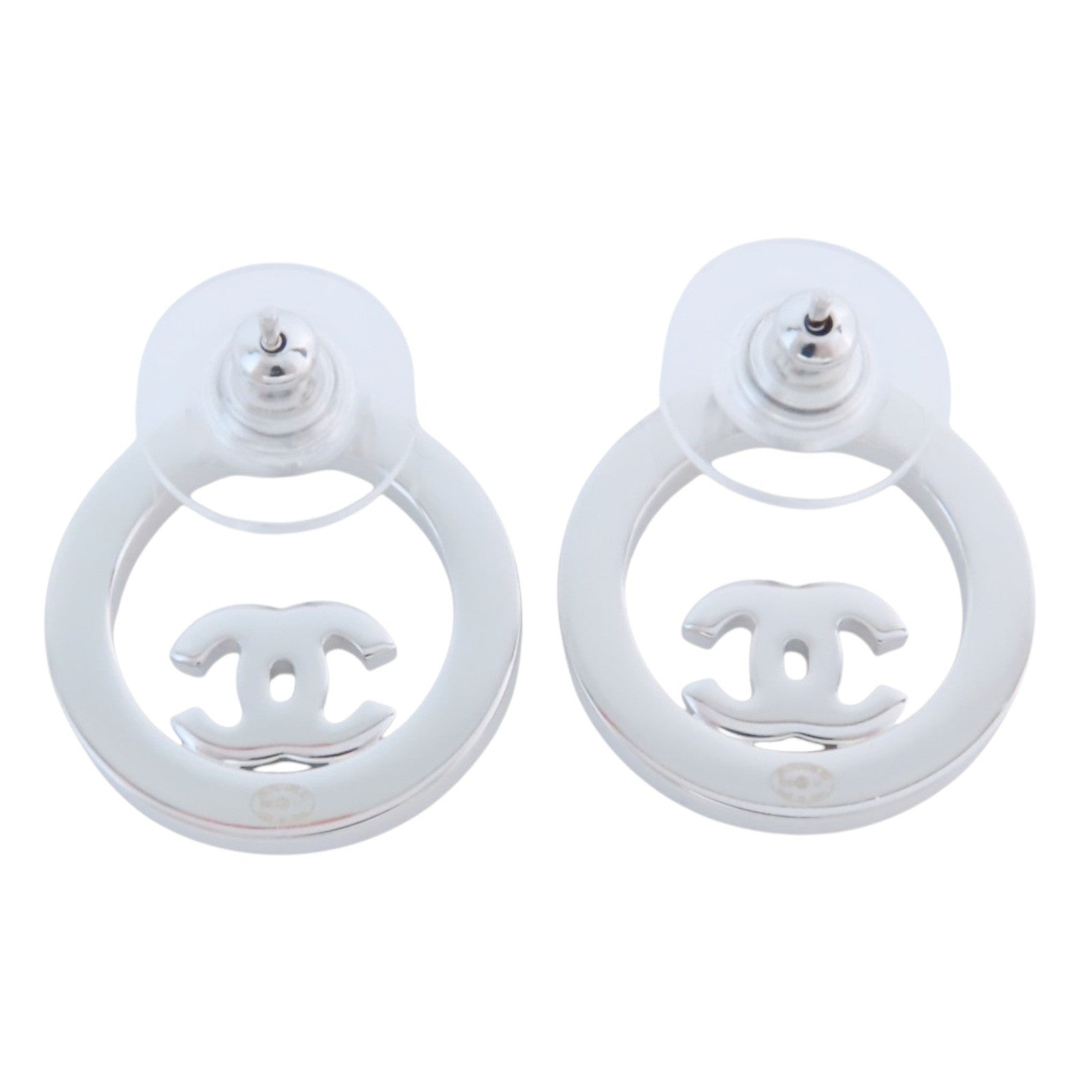 CHANEL 金屬/水鑽Earrings銀扣耳環